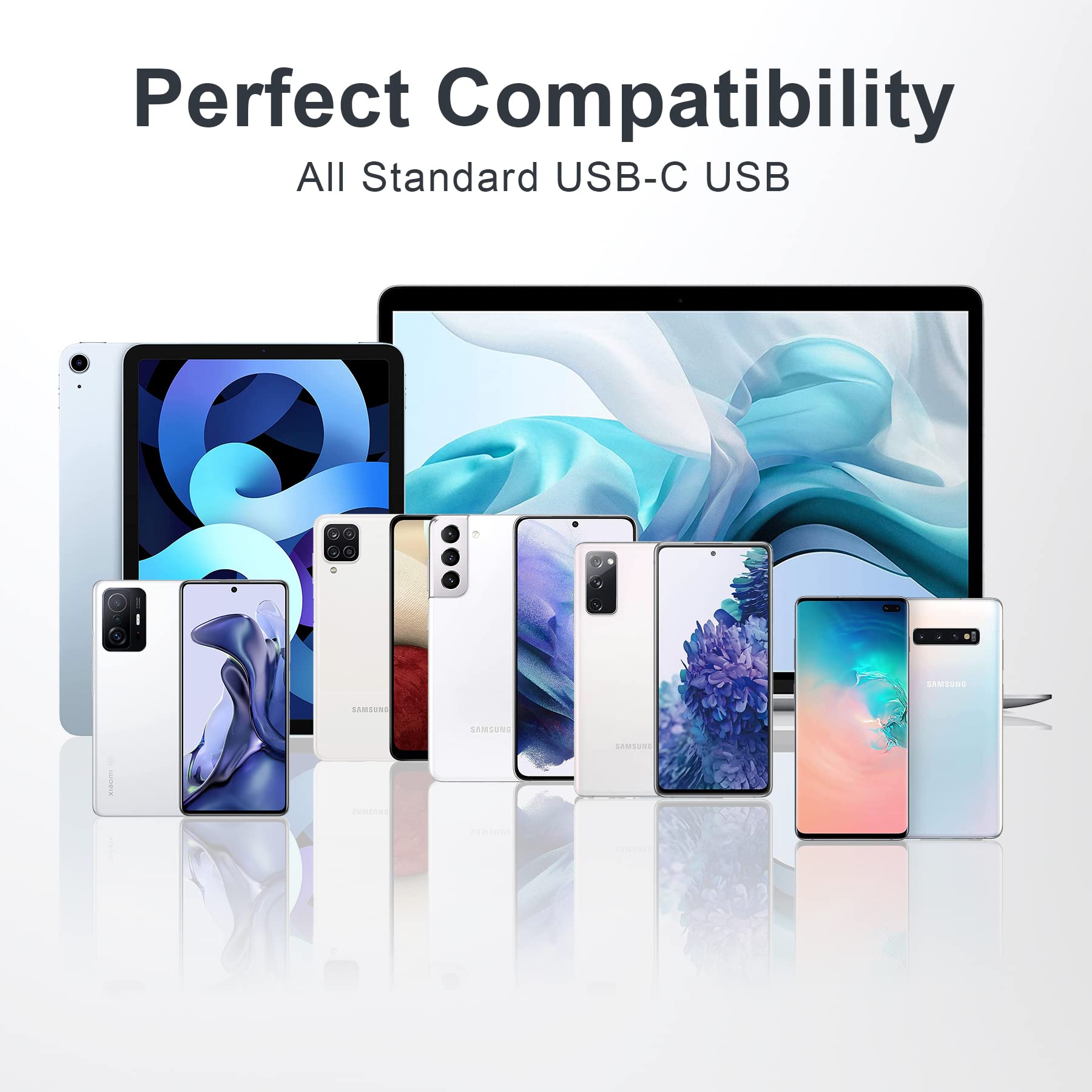 RAVIAD USB C Cable [2-Pack 1M] Fast Charging Nylon Braided Type C Charger Cable - Compatible with iPhone 16/15 Pro Max, Samsung Galaxy S23/S22/S21/S20/A53, Huawei P40/P30, Google Pixel - Grey | Perfect for Home, Office & Travel Charging