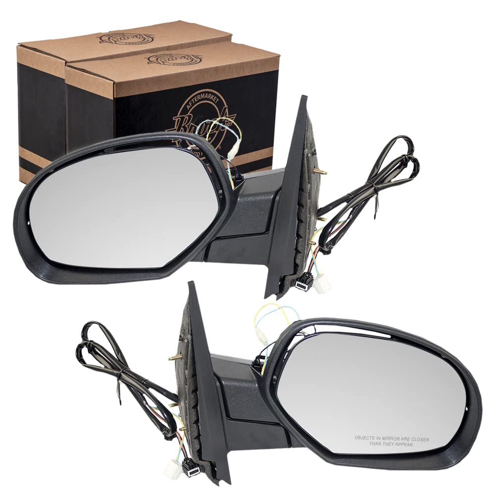Brock Replacement Power Folding Heated Side Door Mirrors Set - Driver & Passenger Side - Compatible with 2007-2013 Chevy Silverado & GMC Sierra Pickup Trucks - Perfect for Winter Driving & Enhanced Safety
