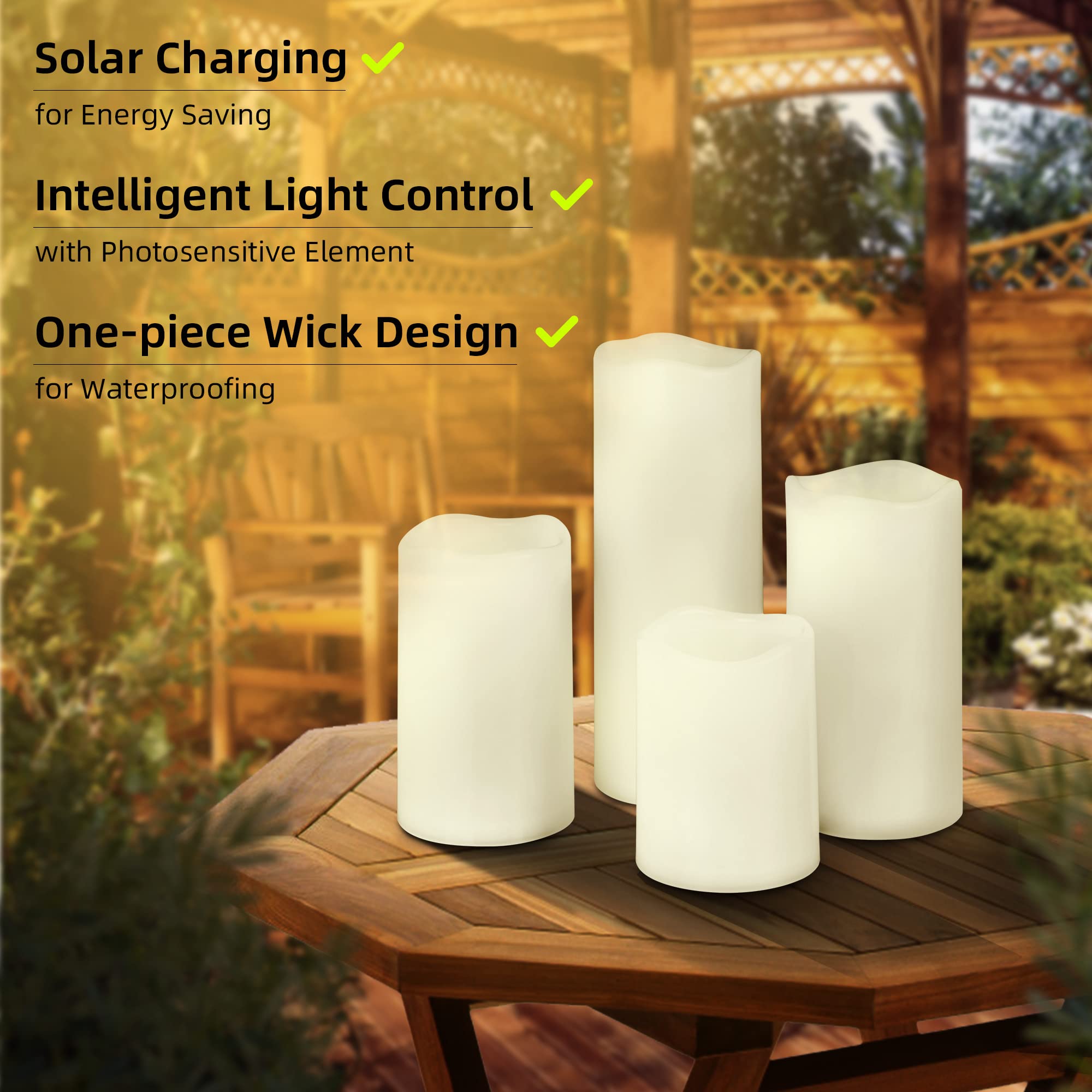 Solar Powered LED Candles Outdoor Waterproof - 3