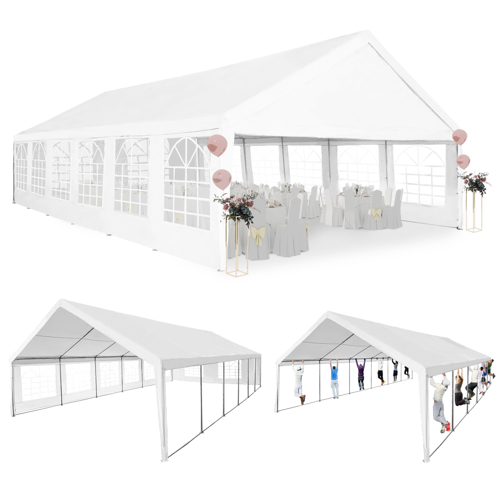 20x40Ft Heavy Duty Party Tent - Outdoor Canopy Tent for Weddings, Events & Carports - Waterproof Gazebo with Storage Bags - Perfect for Backyard Parties, Camping & Outdoor Gatherings
