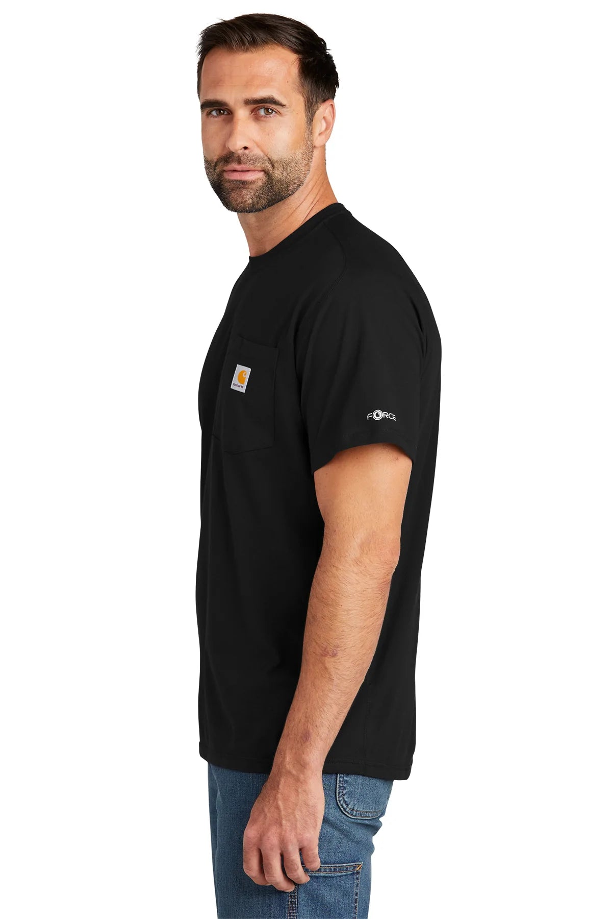 Carhartt Force Custom Pocket T-Shirt for Men - Durable Work Shirt with Utility Pockets - Black Cotton Tee for Construction, Outdoor Work & Casual Wear