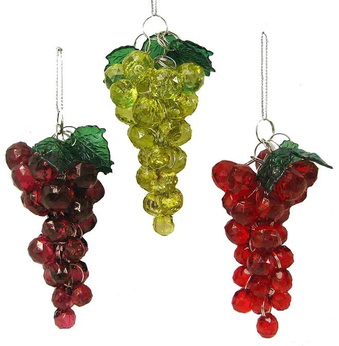 4 Pack Beaded Grape Ornaments - Handmade Decorative Fruit Accents for Christmas Tree, Home, and Party Decorations