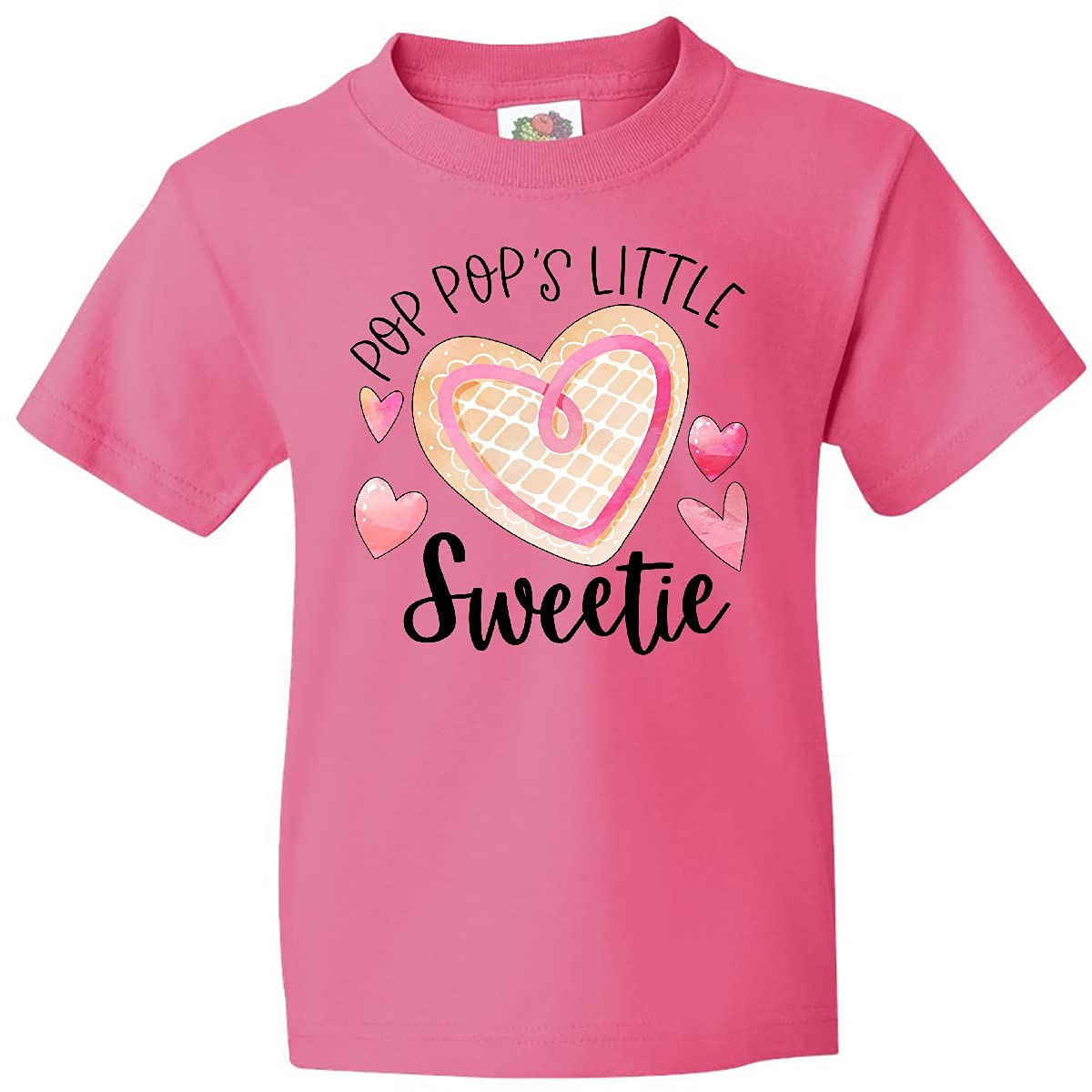 Inktastic Pop Pop's Little Sweetie Pink Heart Cookie Youth T-Shirt - Cute Granddaughter Gift for Birthdays, Holidays & Family Reunions