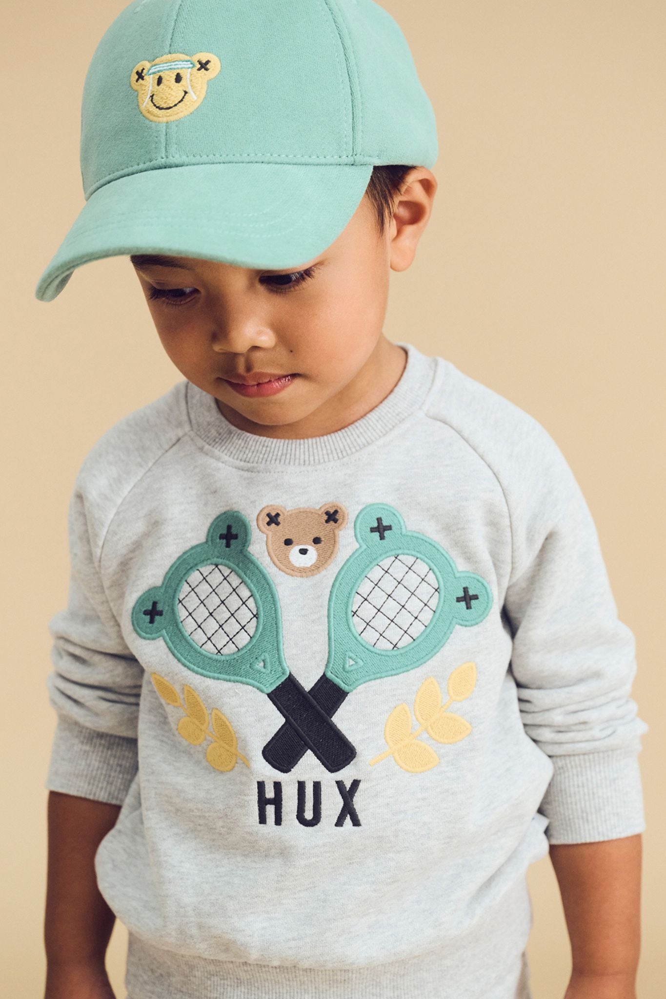 Grey Marble Tennis Hux Sweatshirt for Toddler Boys | Soft Cotton Pullover Hoodie for Kids | Perfect for Playdates, School & Outdoor Activities