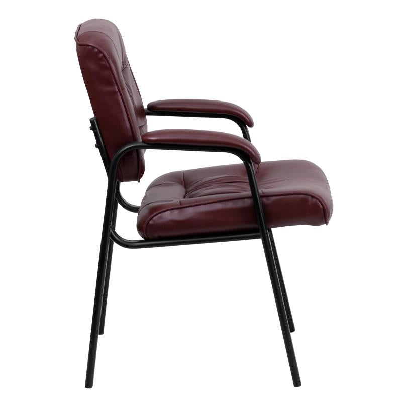 Premium FLASH Haeger Leather Executive Office Chair - Black Metal Frame Reception Seating for Professional Workspaces & Conference Rooms