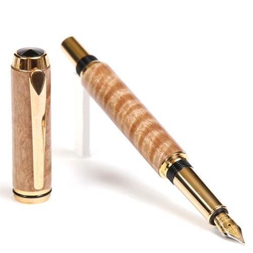 Lanier Baron Fountain Pen - Premium TN Gold Finish - Handcrafted Pyinma Wood - Elegant Writing Instrument for Professionals & Collectors - Perfect for Signing Documents, Journaling & Gift Giving