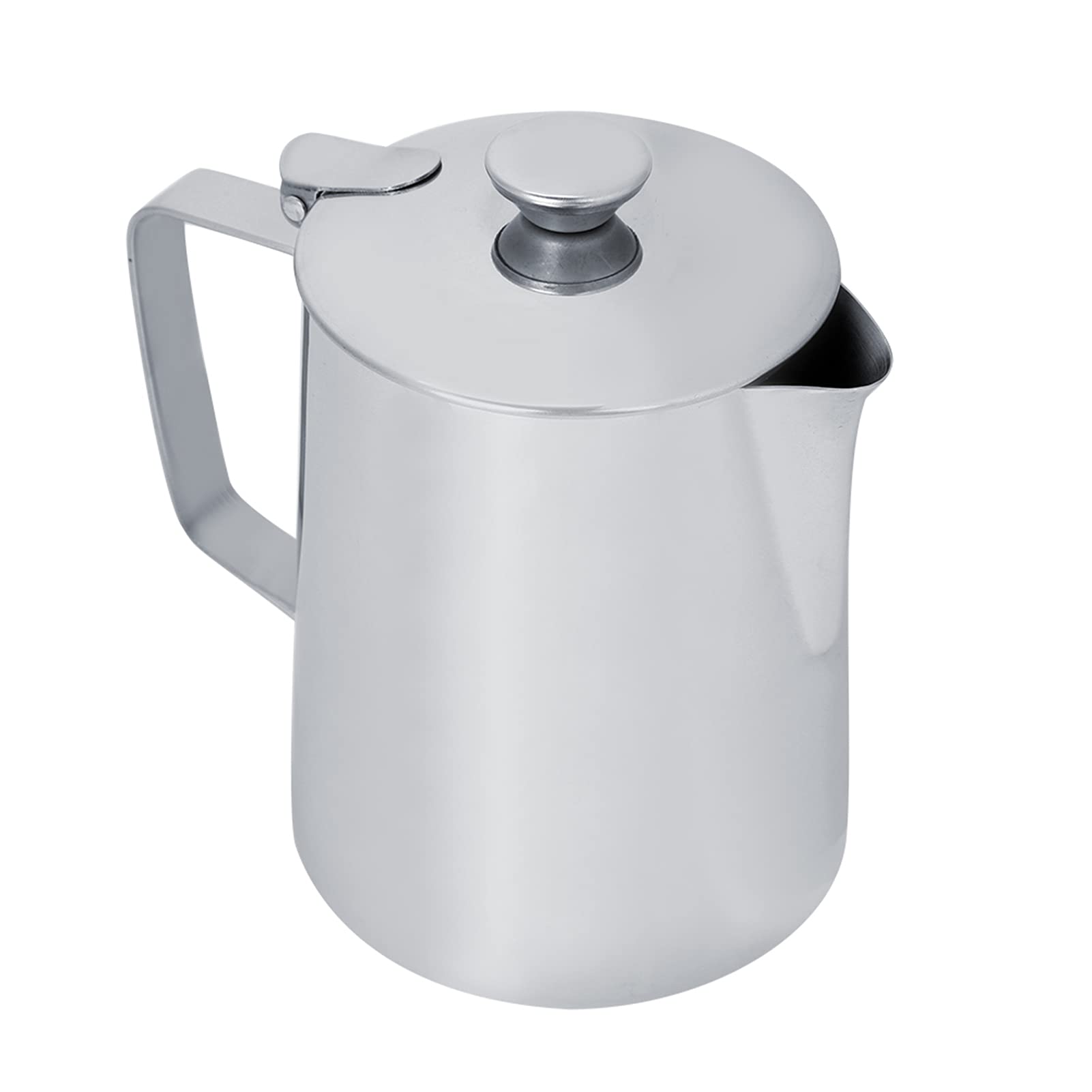 Stainless Steel Milk Frothing Pitcher 12oz 20oz 34oz 68oz (350ml 600ml 1000ml 2000ml) - Barista Coffee Frother Cup with Lid for Latte Art, Cappuccino, Hot Chocolate - Perfect for Home & Professional Coffee Shops