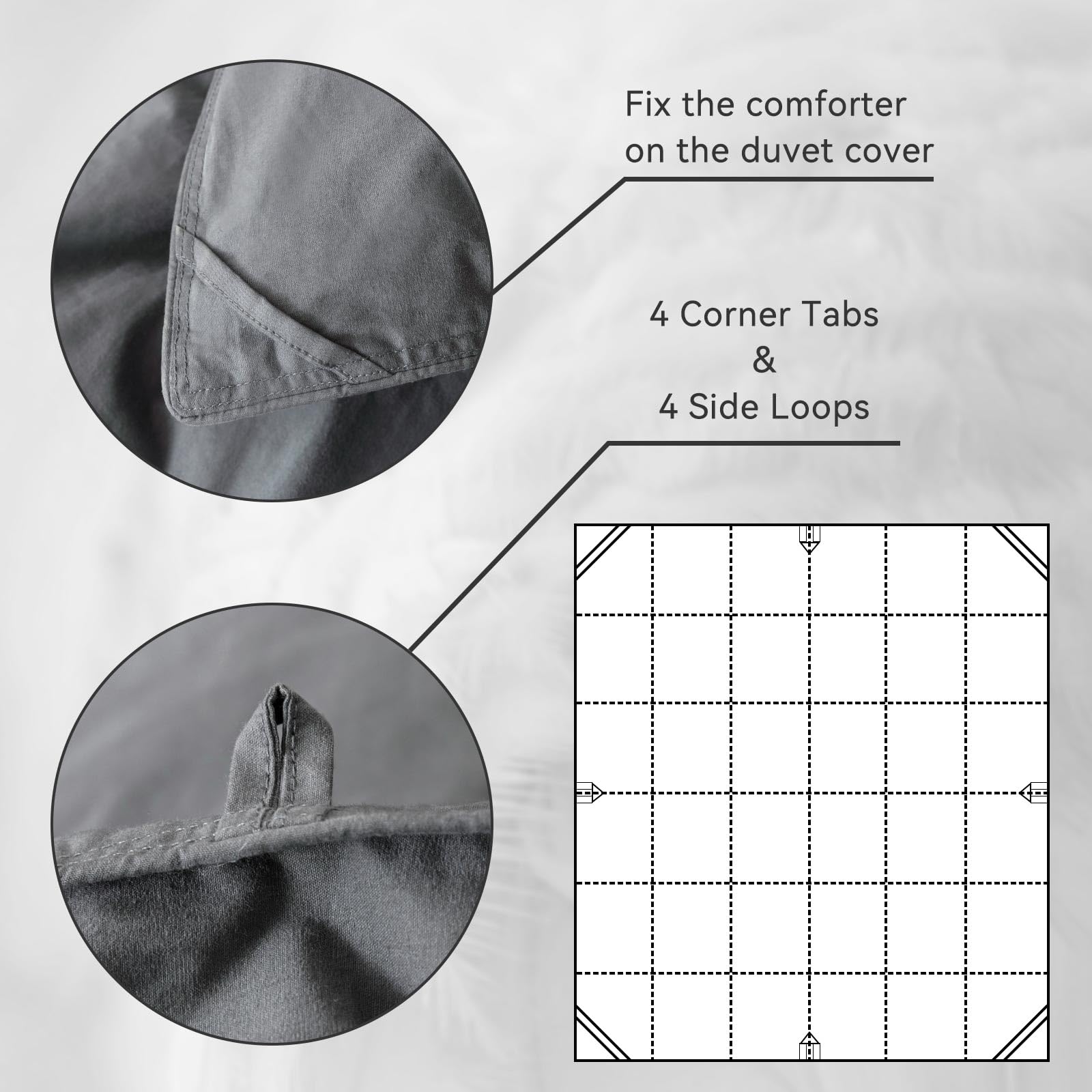 Premium 750+ Fill Power Feather Down Comforter - Full/Queen Size Hotel Luxury Bedding | 100% Organic Cotton 1200TC All-Season Grey Duvet Insert with 8 Corner Tabs | Perfect for Master Bedroom, Guest Room & Cozy Winter Nights