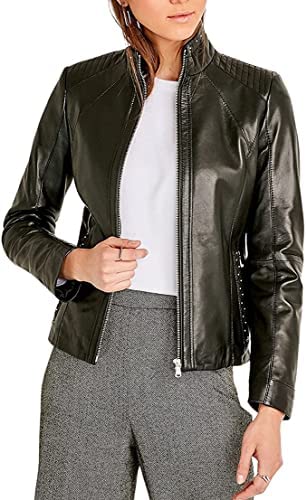 Stylish Black Leather Motorcycle Jacket for Women - Fashionable Biker Jacket for Riding & Everyday Wear