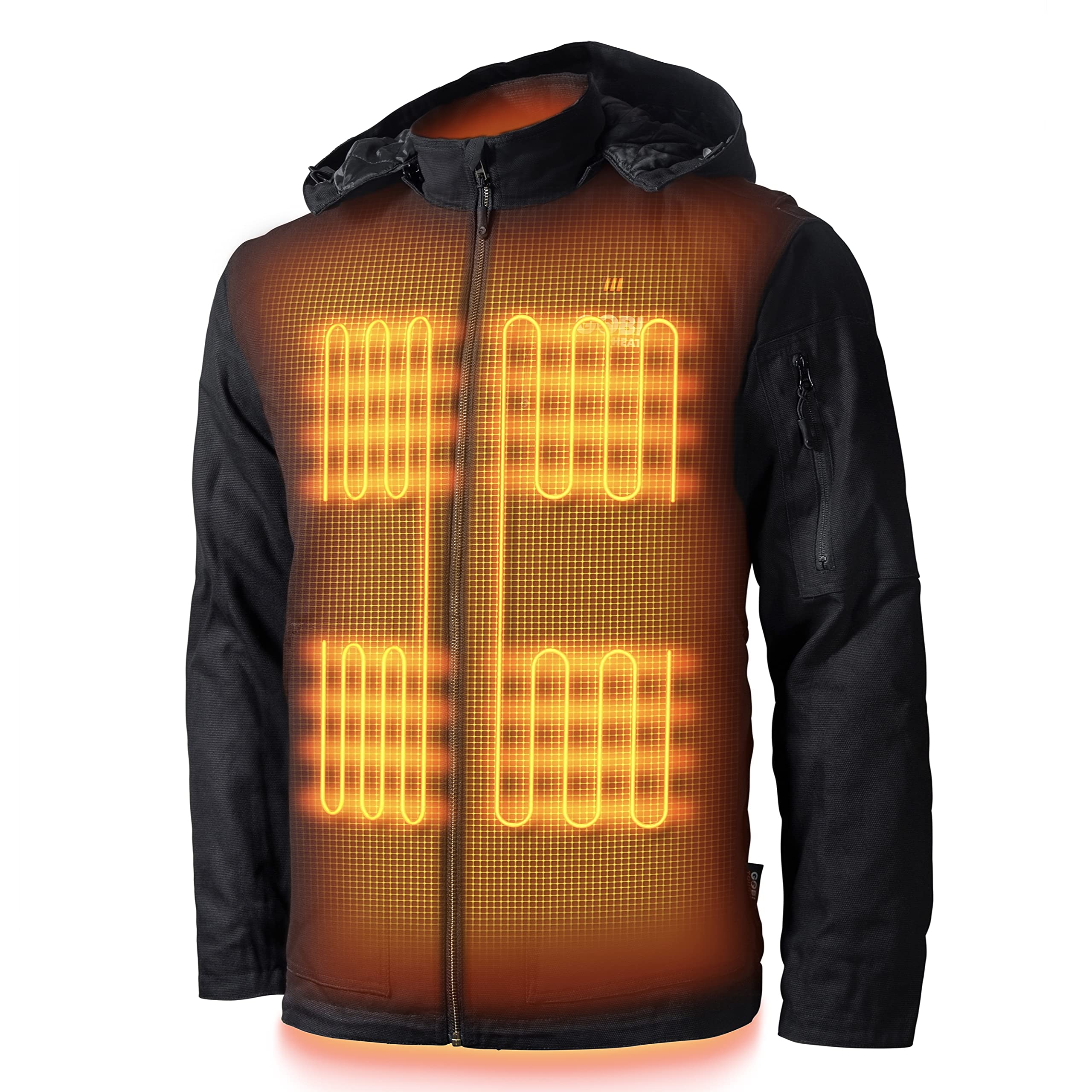 Grit Men's Heated Work Jacket with 9-Hour Battery Life - 3 Adjustable Heat Settings, Includes Rechargeable Battery & Charging Cable - Perfect for Outdoor Jobs, Construction & Winter Activities