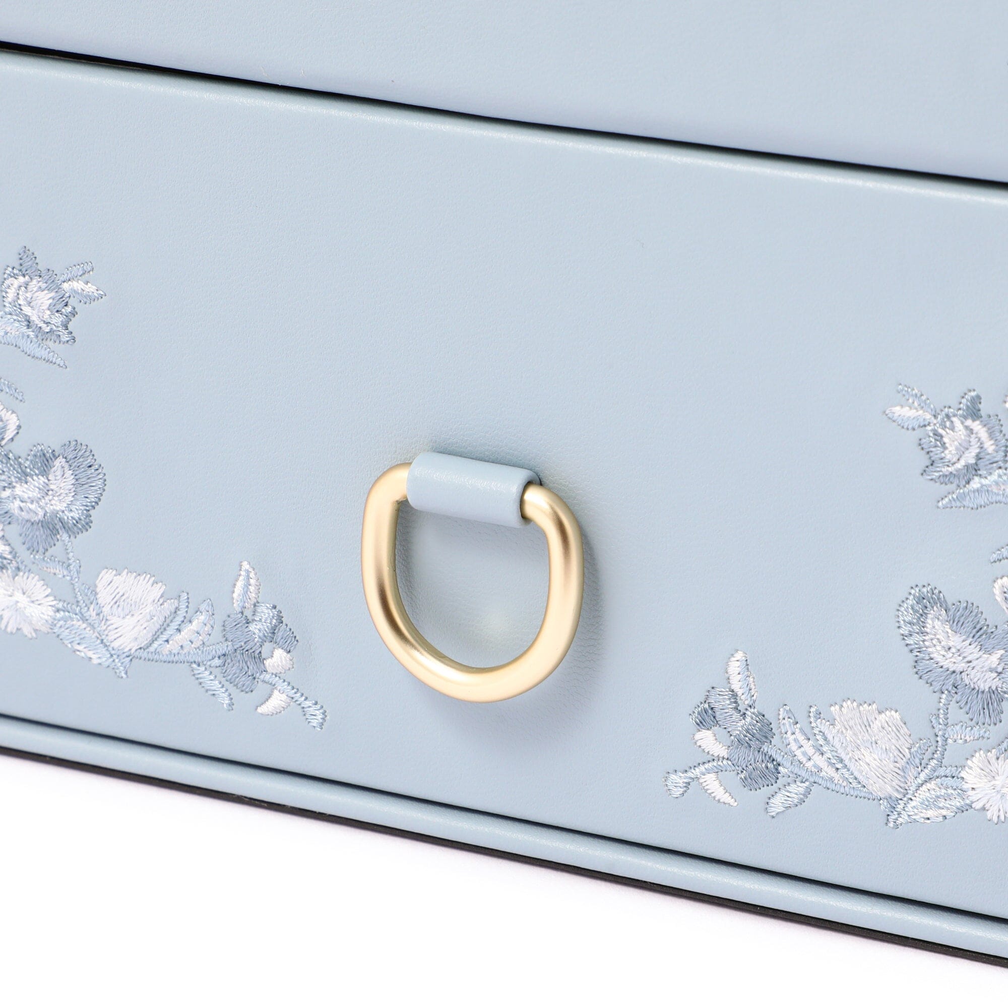Blue Floral Embroidery Cosmetic Box - Elegant Storage for Makeup, Jewelry & Travel Essentials | Perfect for Vanity, Gift & Organizing Beauty Accessories