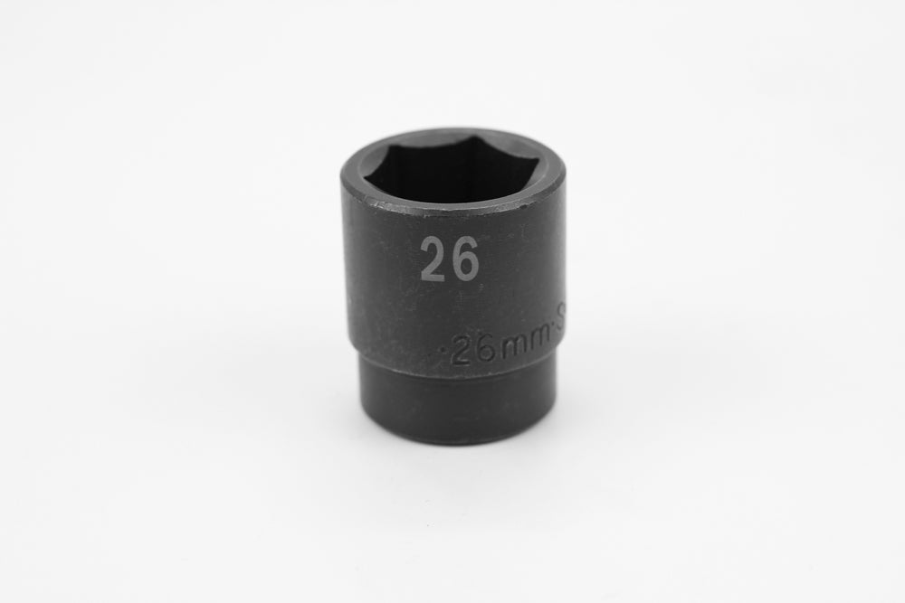 1/2 Inch Drive 26mm 6-Point Impact Socket - Professional Grade Metric Impact Sockets for Automotive Repair, Heavy Duty Mechanics & Industrial Use
