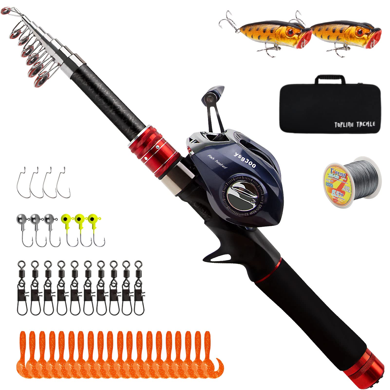 Carbon Fiber Telescopic Fishing Rod and Reel Combo with Stainless Steel Baitcaster - Portable Travel Fishing Pole for Saltwater & Freshwater - Perfect Gift for Men - Ideal for Camping, Beach & Boat Fishing Adventures