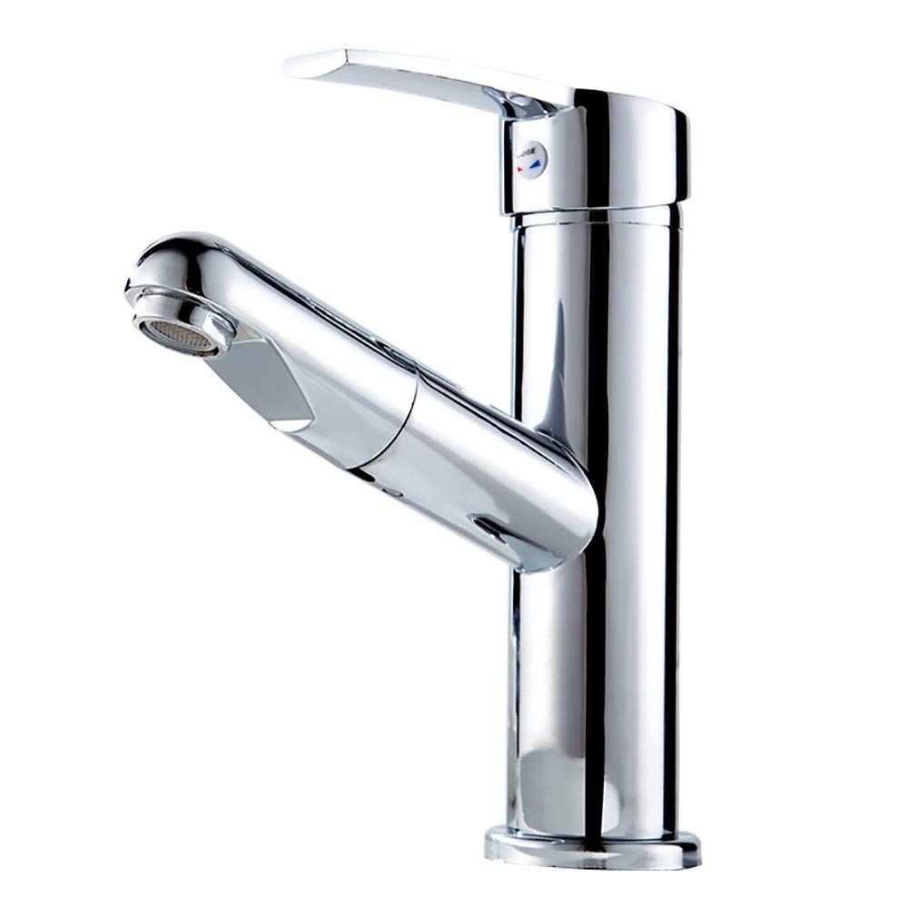 Retractable Rotating Bathroom Faucet with Hot and Cold Water - Full Copper Washbasin Tap for Sink - Perfect for Modern Bathrooms & Kitchen Renovations