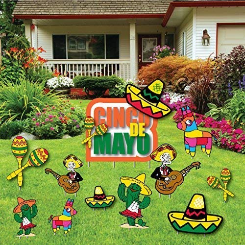 VictoryStore Cinco De Mayo Yard Decorations Set of 11 - Mexican Fiesta Outdoor Party Decor with Stakes for Garden, Lawn & Patio Celebrations