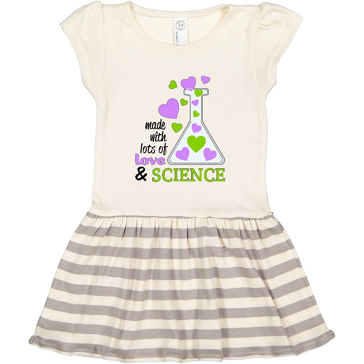 Inktastic Toddler Dress with Heart Bubbles - Made with Love & Science | Perfect for Playdates, Family Outings & Special Occasions
