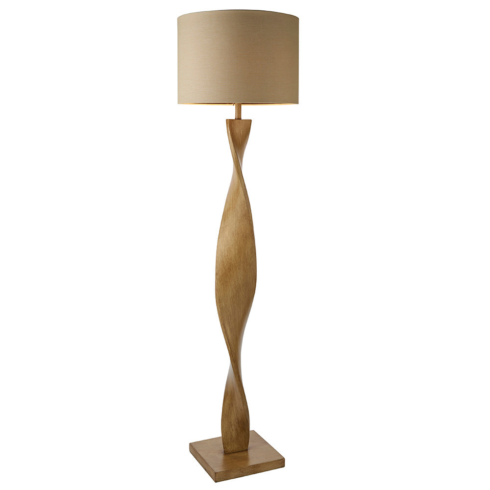 Bellatrix Modern Floor Lamp with Wood Finish - E27 Socket for Living Room, Bedroom, or Office Lighting