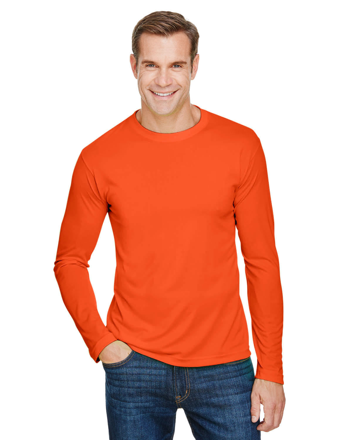 Bayside BA5360 Unisex 4.5 oz 100% Polyester Performance Long Sleeve T-Shirt - Moisture Wicking Athletic Shirt for Workouts, Running & Outdoor Activities