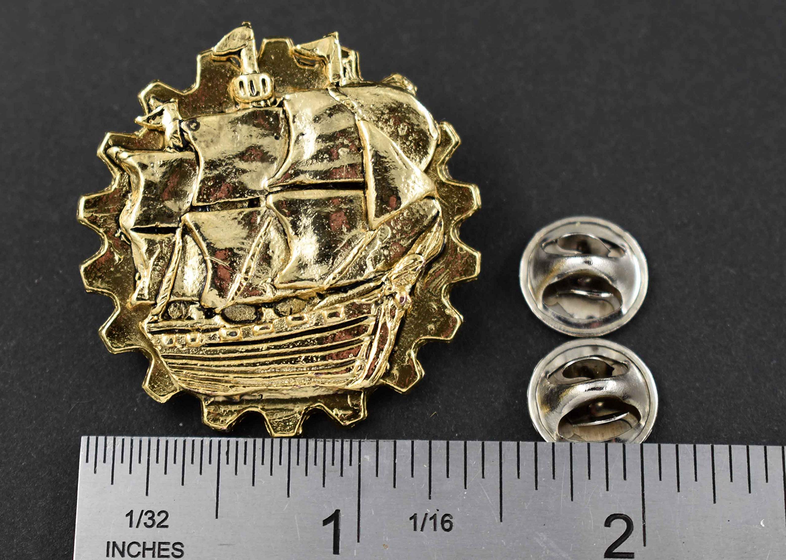 Handmade Gothic Steampunk Gear Brooch & Lapel Pins - Skull, T-Rex, Raven, Shark Tooth, Ship, Cobra Designs - Pewter, Copper & Gold Metal Jewelry - USA Made - Perfect for Cosplay, Gothic Fashion & Steampunk Costume Accessories