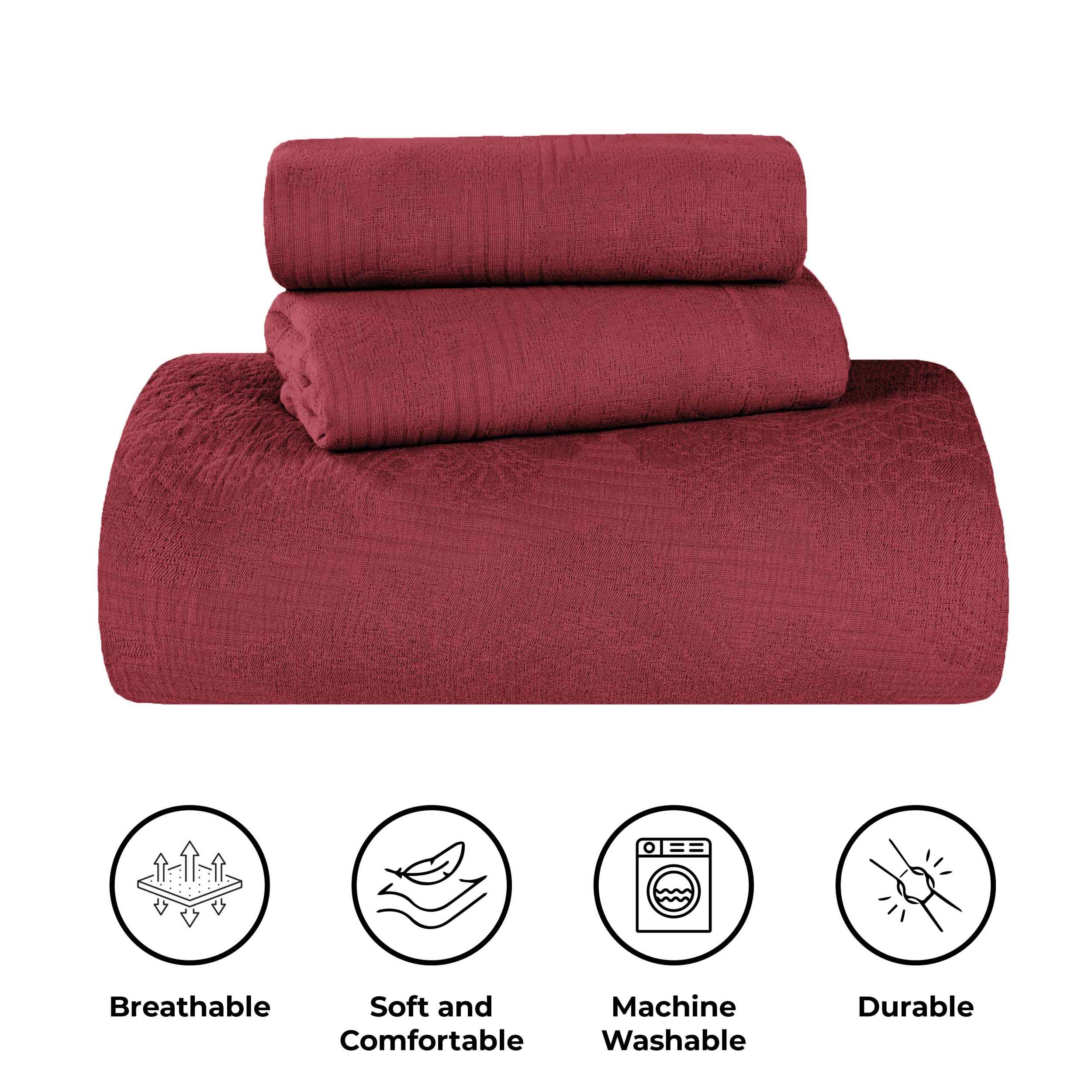 Victory Cotton Matelasse Bedspread Set with Scrolling Medallion Design - Lightweight & Breathable Queen Size Bed Cover - Perfect for Master Bedroom, Guest Room & Luxury Hotel Decor