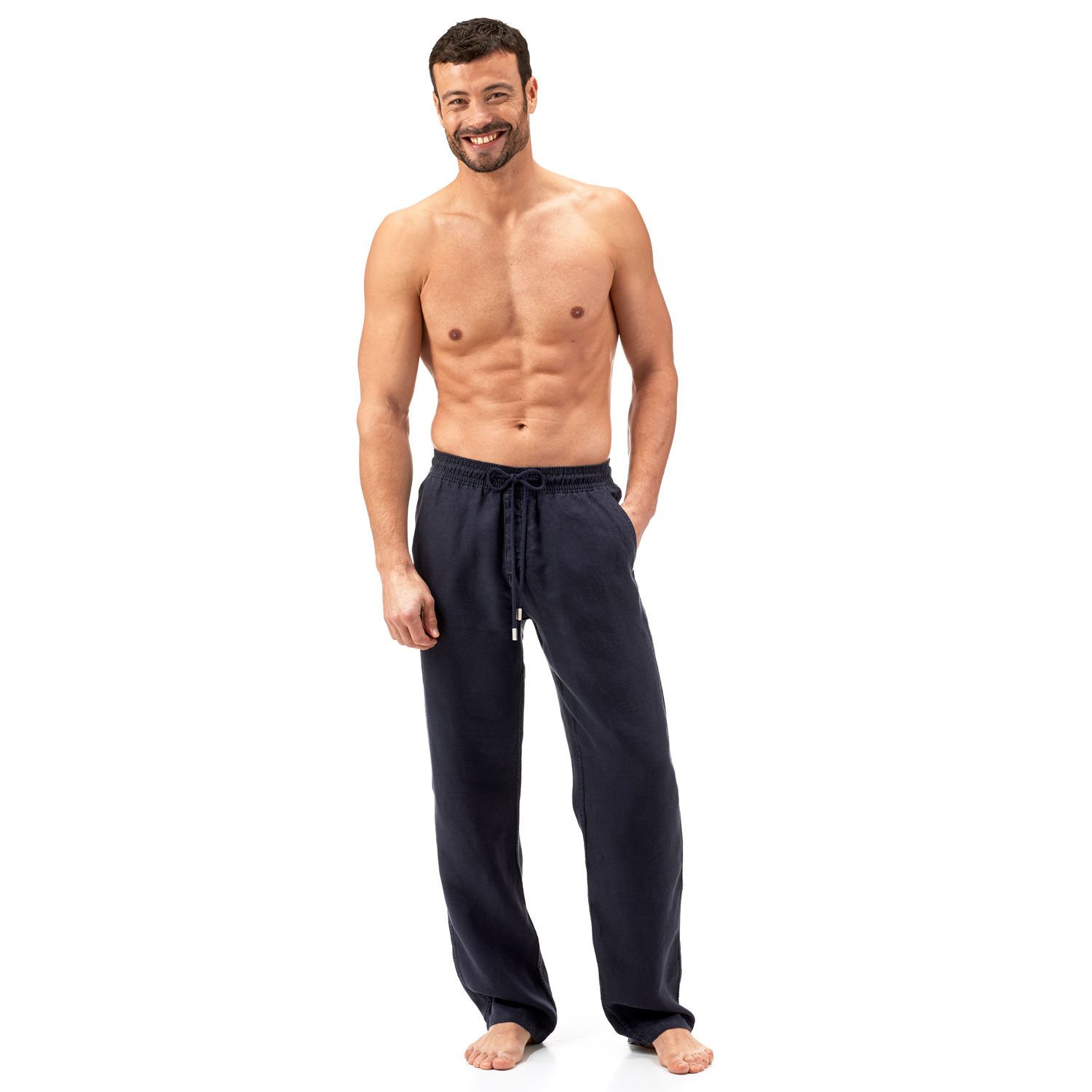 Vilebrequin Men's Solid Linen Pants - Lightweight Summer Beachwear, Casual Lounge Pants for Vacation & Travel - Size XXXL