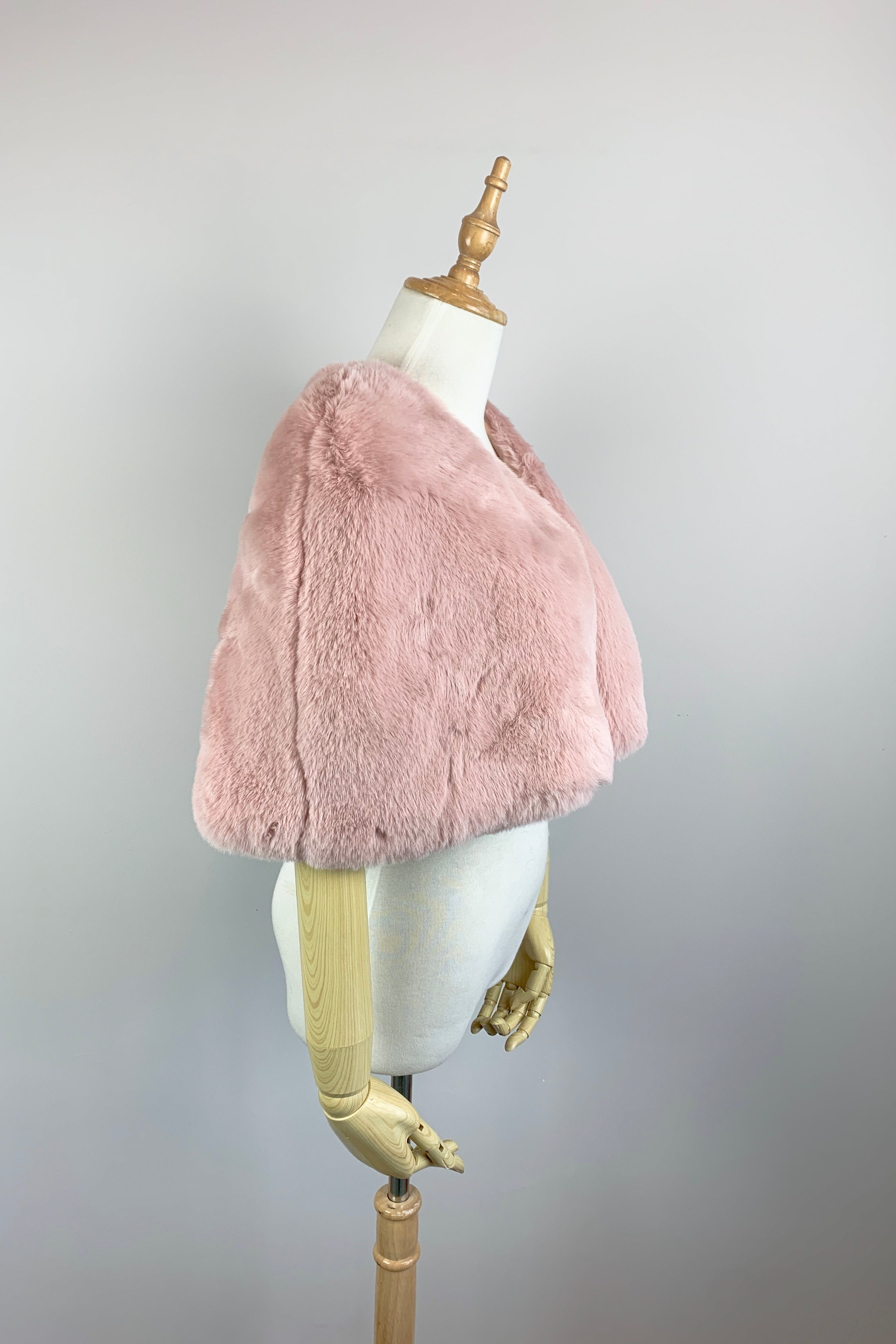 Elegant Pink Faux Fur Bridal Cape - Georgina Pin05 Wedding Shawl for Brides, Bridesmaids & Winter Weddings
