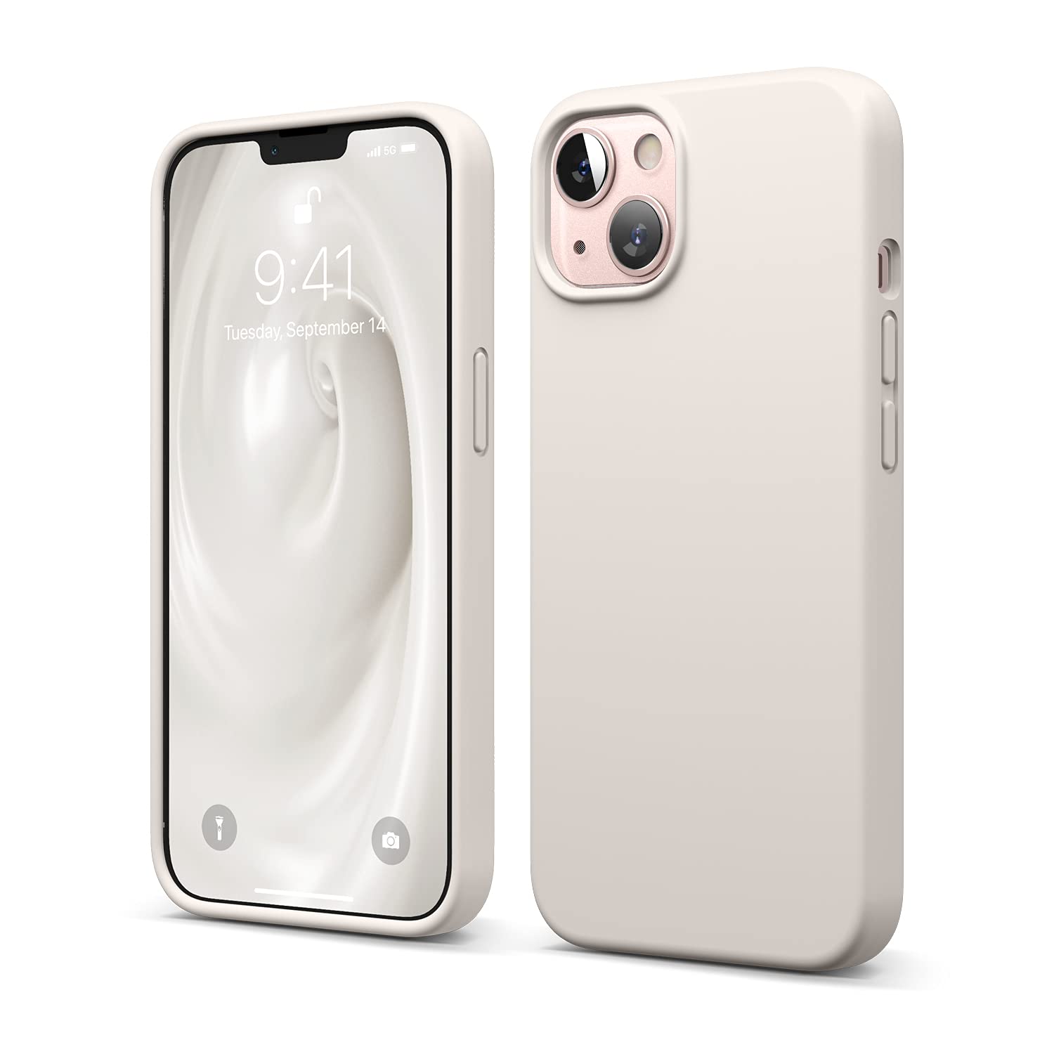 elago Premium Liquid Silicone Case for iPhone 13 (6.1 inches) - Shockproof Full Protection Cover with 3-Layer Structure & Soft Microfiber Lining to Prevent Scratches (Stone) - Perfect for Daily Use, Travel and Outdoor Activities