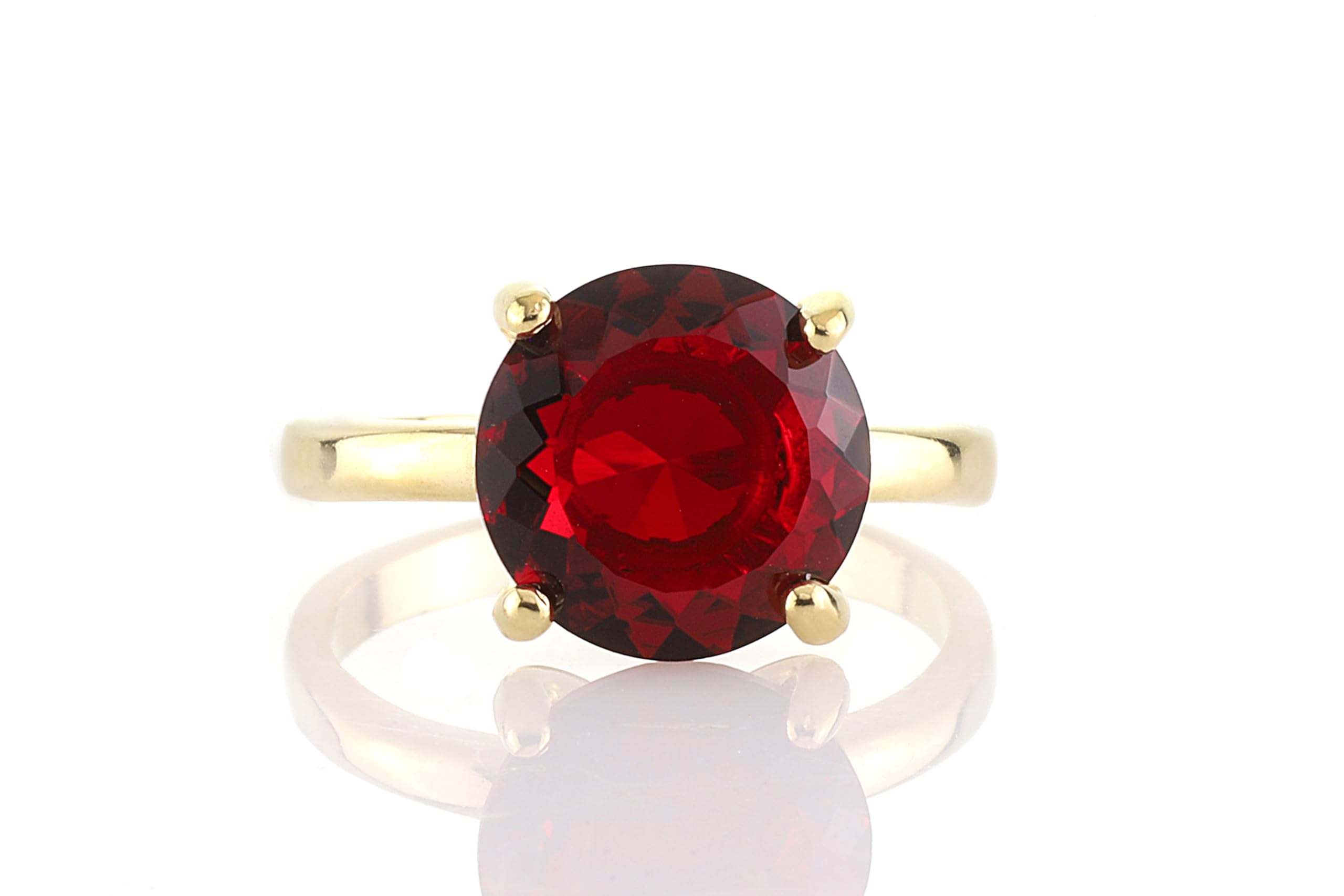 18K Garnet Ring - January Birthstone Gold Prong Jewelry - Gemstone Stacking Band - Elegant Cocktail or Engagement Ring - Perfect for Birthdays, Anniversaries & Special Occasions