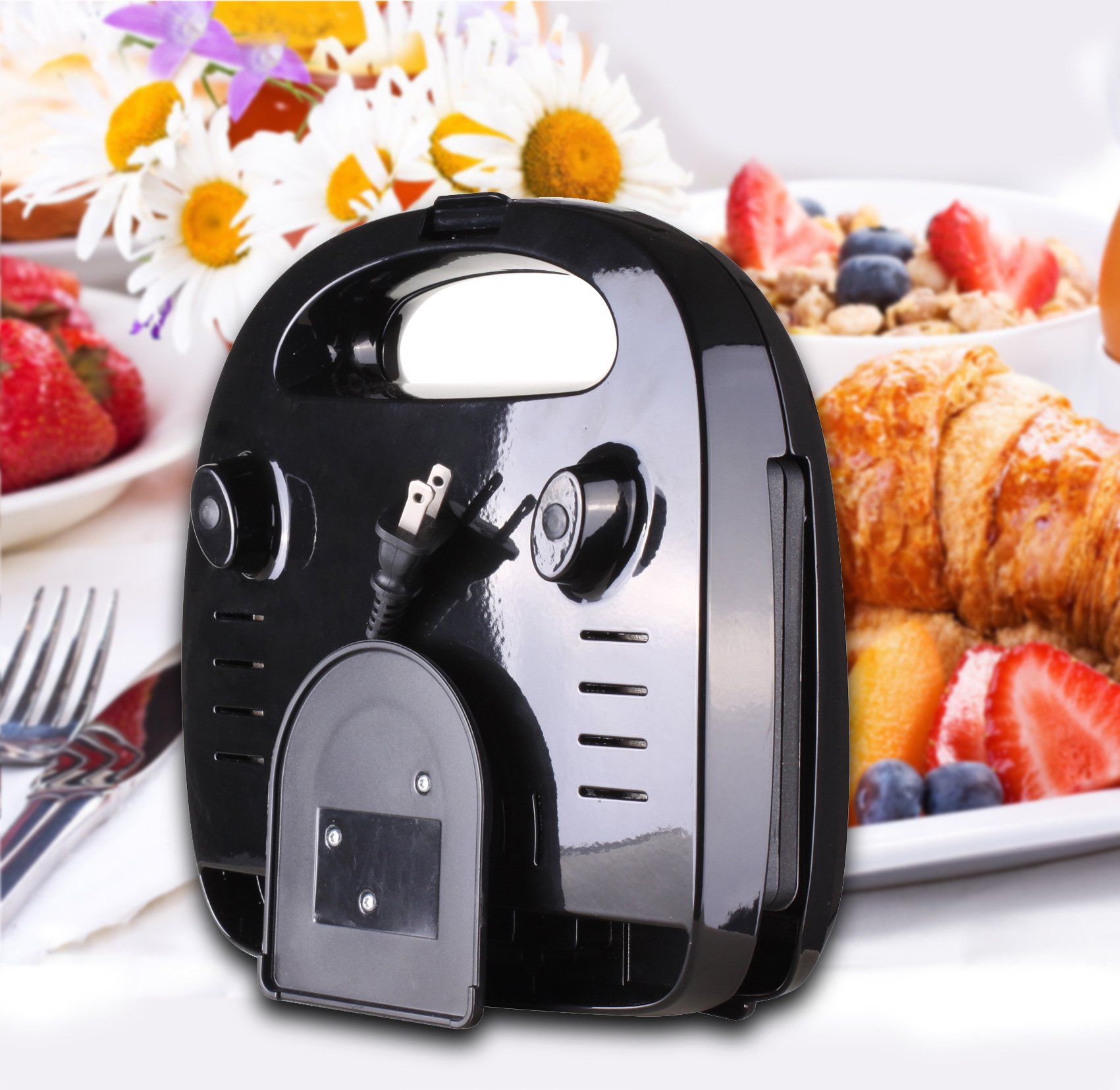 ZZ Breakfast Sandwich Maker with Detachable Non-Stick Plates - Perfect for Quick & Easy Breakfast, Lunch or Snacks at Home, Office or Dorm (Model S6141A-B)