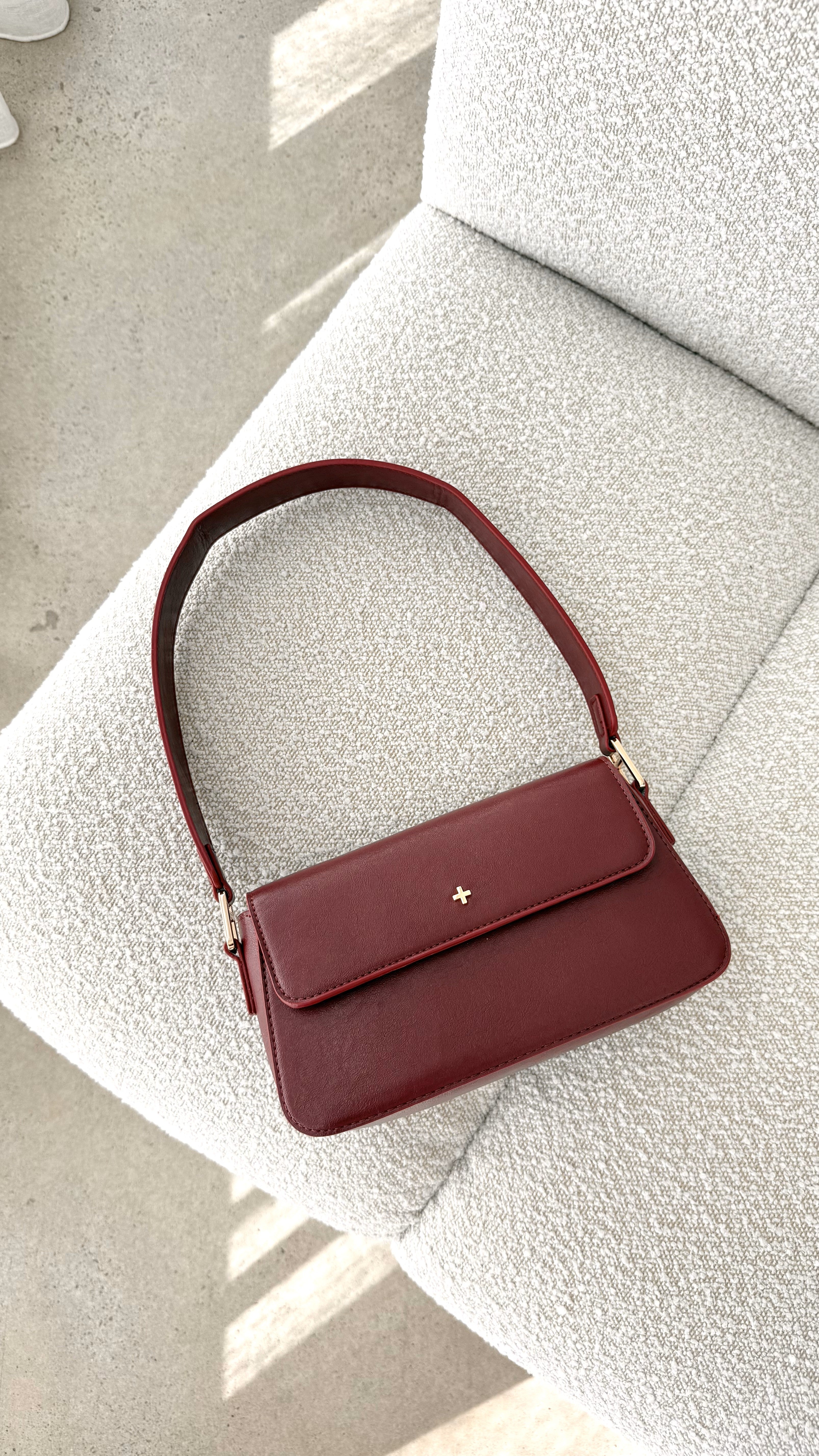 Jocelyn Women's Shoulder Bag - Burgundy PU Leather Crossbody Purse for Work, Travel & Everyday Use