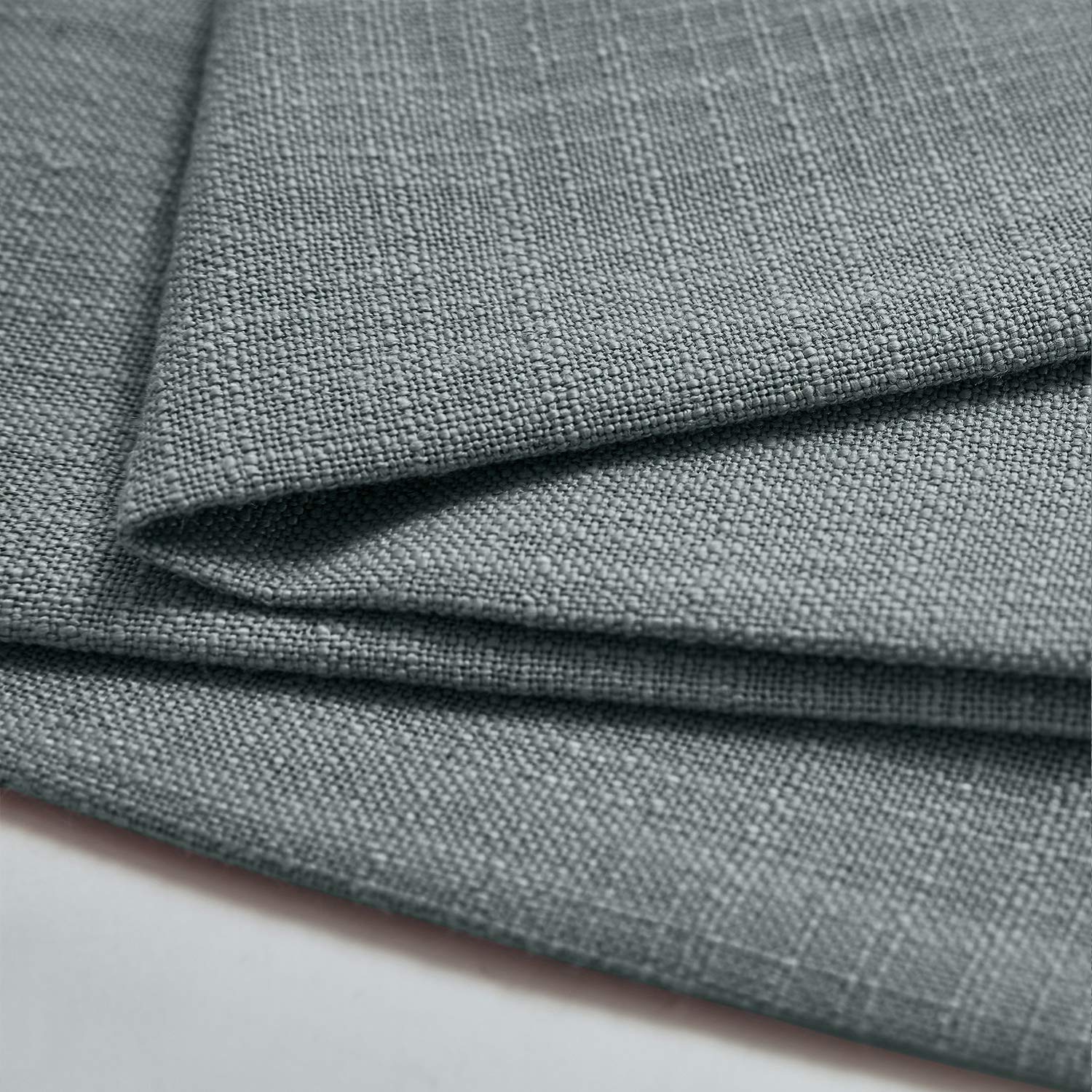 Frelement Breathable Faux Linen Textured Curtains - 4-in-1 Header Drapes for Noise Reduction & Light Blocking - Dark Grey 100