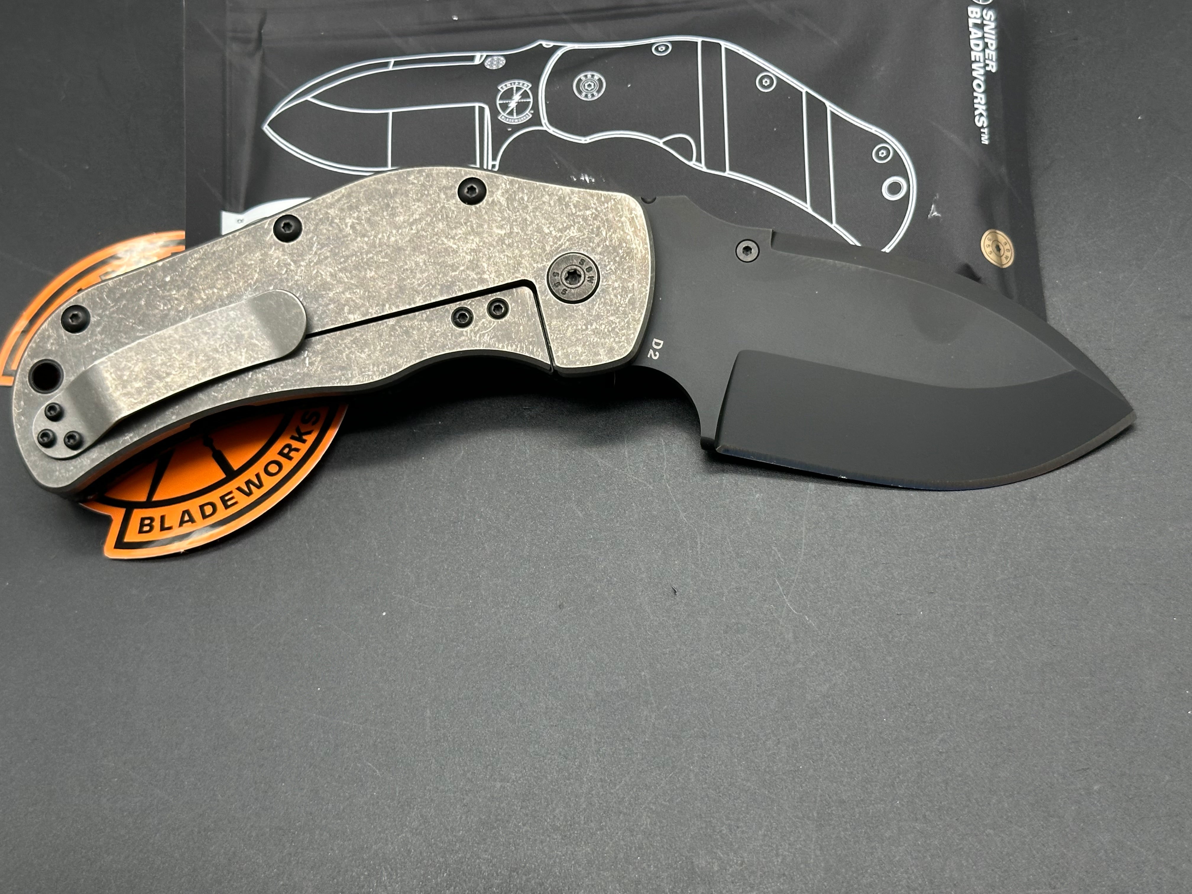 SNIPER BLADEWORKS TOG Framelock Black Micarta Folding Pocket Knife - D2 Steel Blade - EDC, Outdoor, Camping, Survival, Hunting, Tactical Gear
