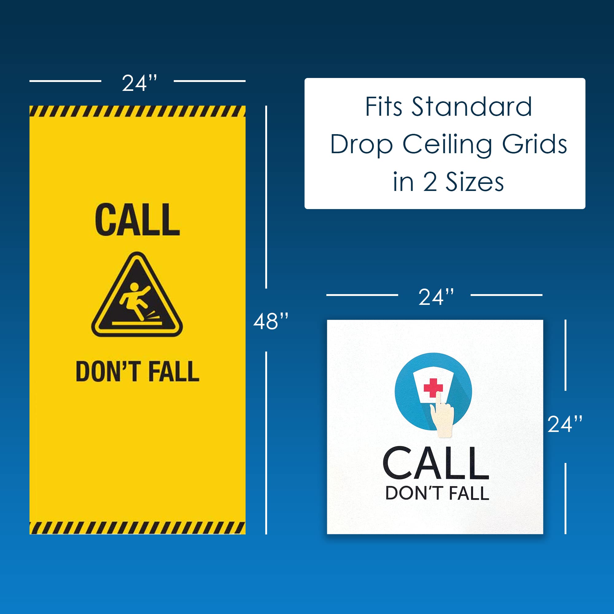 Healthcare Facility Safety Acoustic Ceiling Tile - 'Call Don't Fall' Red Ceiling Scenes for Hospitals & Nursing Homes | Slip & Fall Prevention, Emergency Alert System