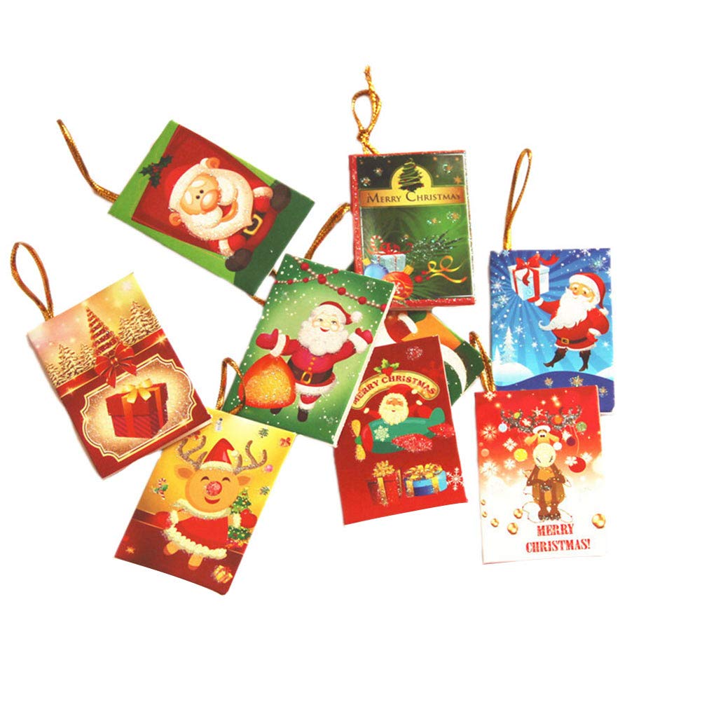 Amosfun 50Pcs Christmas Greeting Cards Set - Mini Holiday Cards with Creative Hanging Designs, Random Patterns for Xmas Decorations - Perfect for Tree Ornaments, Gift Tags & Party Favors