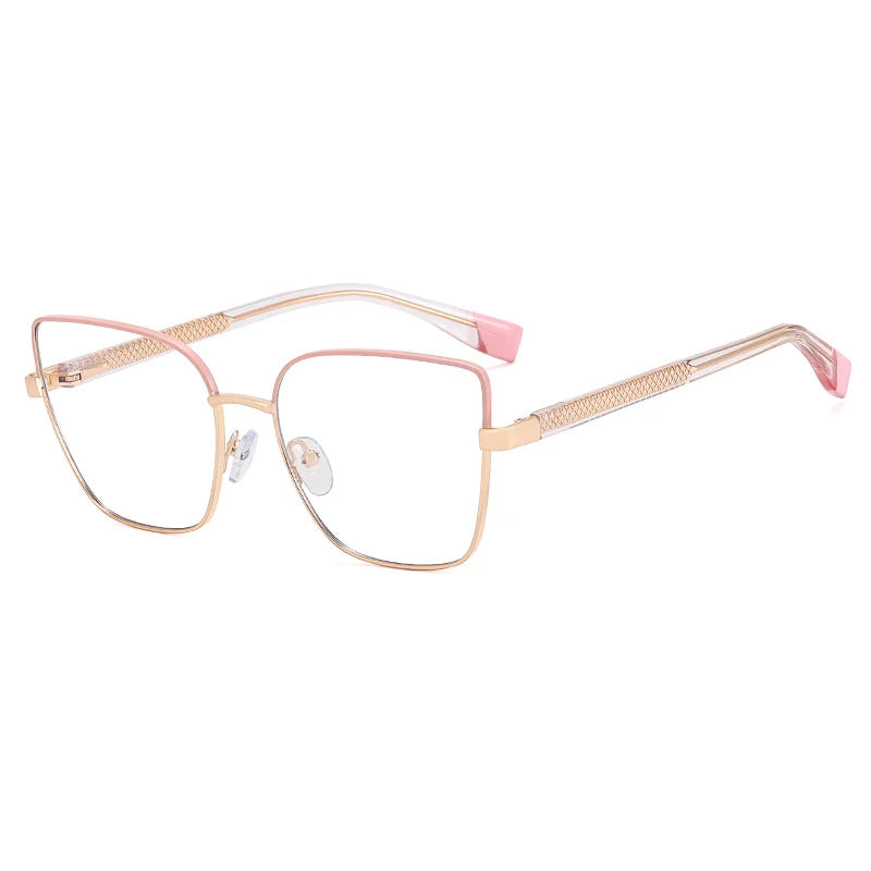 CCspace Women's Full Rim Cat Eye Square Alloy Eyeglasses Frame 57382 - Stylish Retro Glasses for Women, Lightweight Metal Frame for Office, Reading & Fashion Accessories