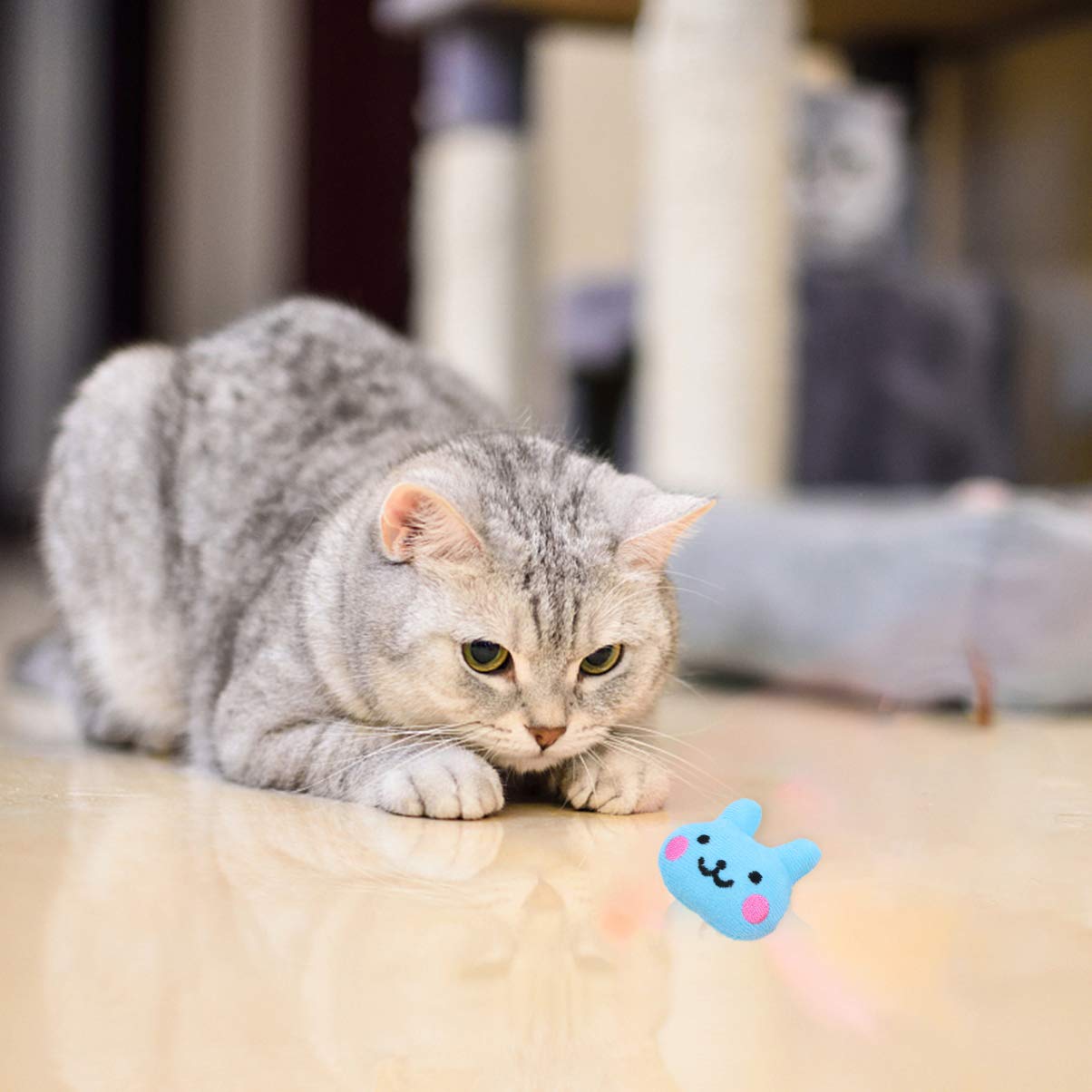 Balacoo 4Pcs Plush Kitten Chew Toys - Soft Cat Teething Toys with Cute Fruit Patterns for Teeth Cleaning, Play & Chewing | Perfect for Kittens & Adult Cats (Home, Travel, Interactive Play)