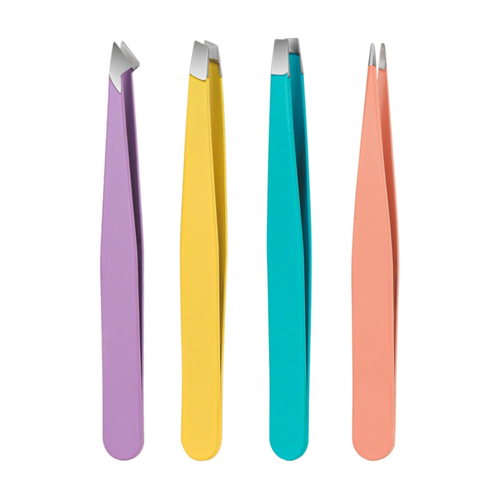 Professional Stainless Steel Short Hair Clipping & Ingrown Hair Removal Tool Set - 4-Piece Slant Tip Eyebrow Tweezers for Precise Grooming | Perfect for Eyebrow Shaping, Facial Hair Removal & DIY Beauty Care