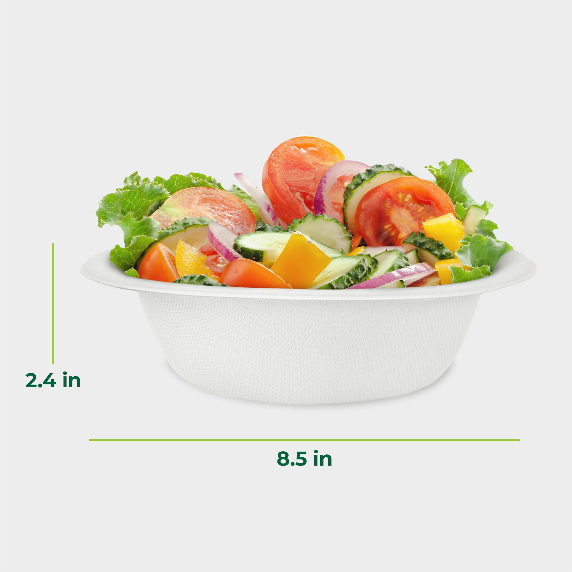 Freshware 32 oz Disposable Paper Bowls - 50-Pack Biodegradable Sugarcane Fiber Soup Bowls for Hot Food | Heavy Duty Bagasse Microwave & Freezer Safe Dinnerware | Perfect for Parties, Picnics, Takeout & Restaurant Use
