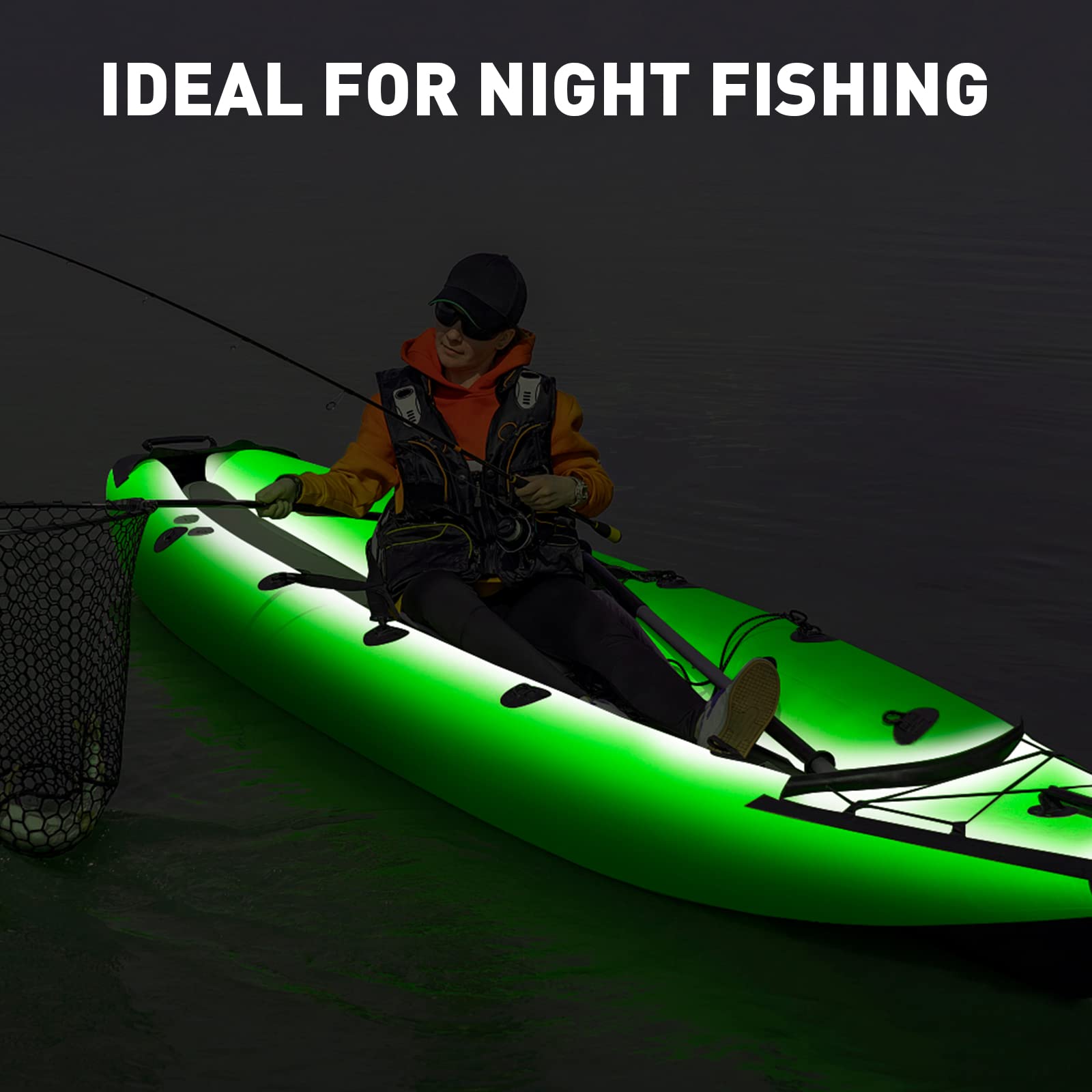 25ft Marine LED Strip Lights 12V Waterproof - Green Boat Lights for Night Fishing, Deck & Interior Lighting for Pontoon, Kayak, Jon Boats, Bass Boat - Perfect for Nighttime Fishing & Boat Parties