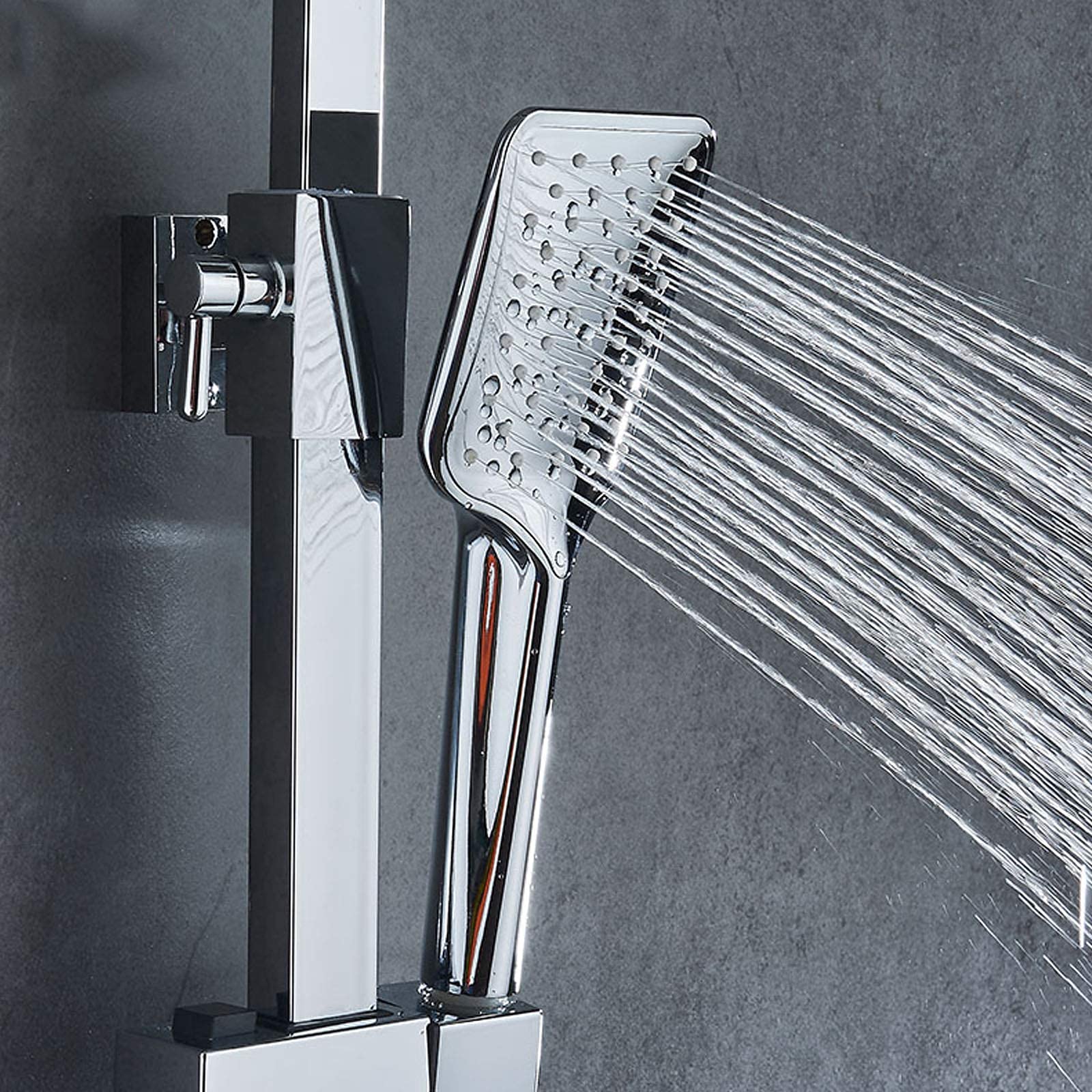 Premium 8 Inch Square Rainfall Shower Head with Handheld Sprayer - Exposed Polish Chrome Shower System - Wall Mount Bathroom Faucet Set for Luxurious Spa Experience at Home