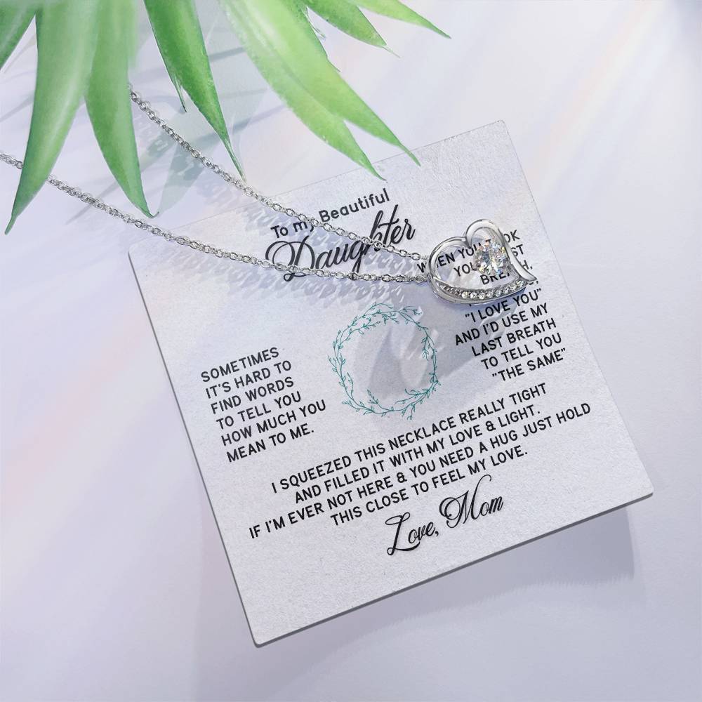 Beautiful Jewelry Necklace for Daughter - Thoughtful Gift from Mom in White or Yellow Gold Finish - Perfect for Birthdays, Graduation & Special Occasions