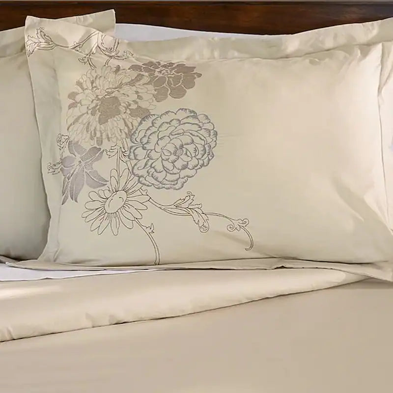 Fieldstone Embroidered Cotton 3-Piece Duvet Cover Set - King Size, Soft & Breathable Bedding Set for Cozy Bedroom Decor, Perfect for Master Bedroom, Guest Room & Dorm