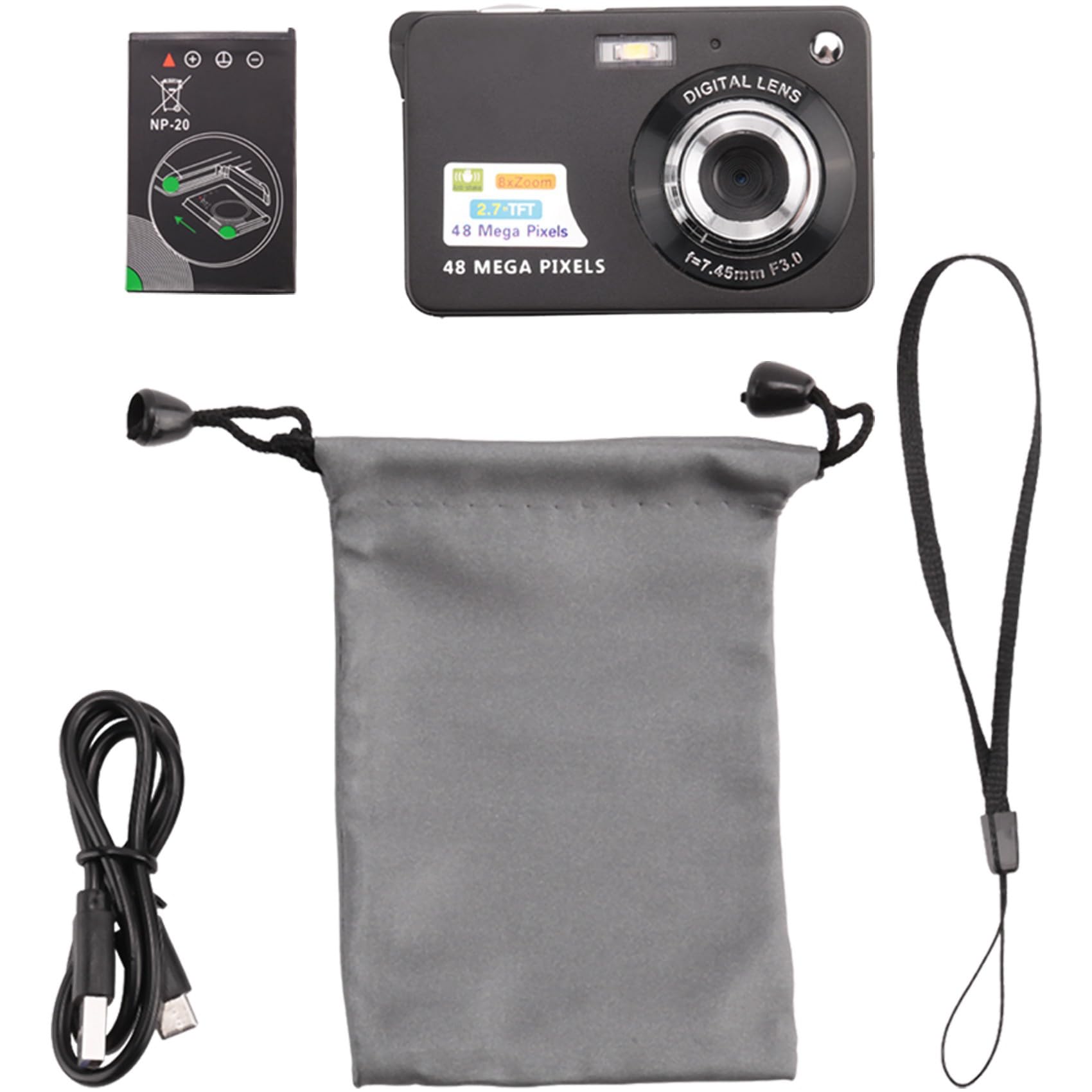 Kiudduy 2X Digital Camera with 2.7 Inch HD Display, Anti-Shake Camcorder, Mini Video Camera for Kids & Beginners - Perfect for Travel, Vlogging and Family Events