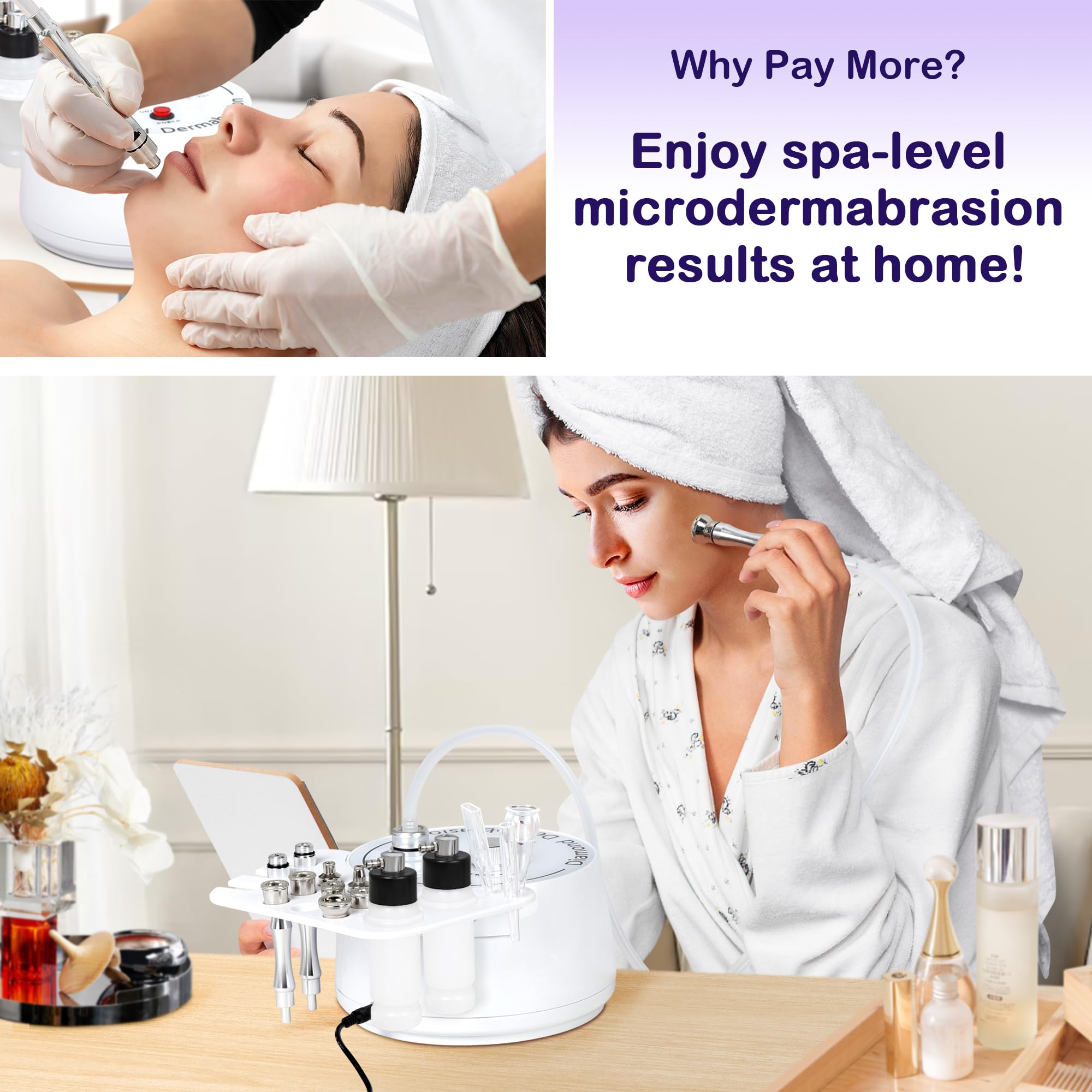Professional 3-in-1 Diamond Microdermabrasion Machine for Face - Dermabrasion, Blackhead Removal & Hydration Spray | Esthetician & At-Home Skincare Device | Perfect for Spa Treatments & Facial Rejuvenation
