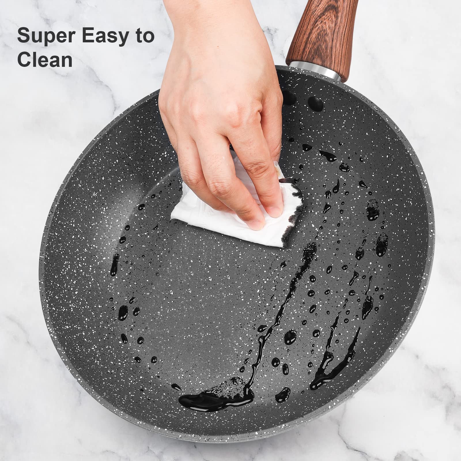 Premium 11-Piece Granite Nonstick Cookware Set - Frying Pan, Sauce Pan, Stockpot with Stay-Cool Handles - Gas & Induction Compatible, PFOA-Free - Perfect for Home Cooking, Professional Kitchens & Everyday Meal Prep