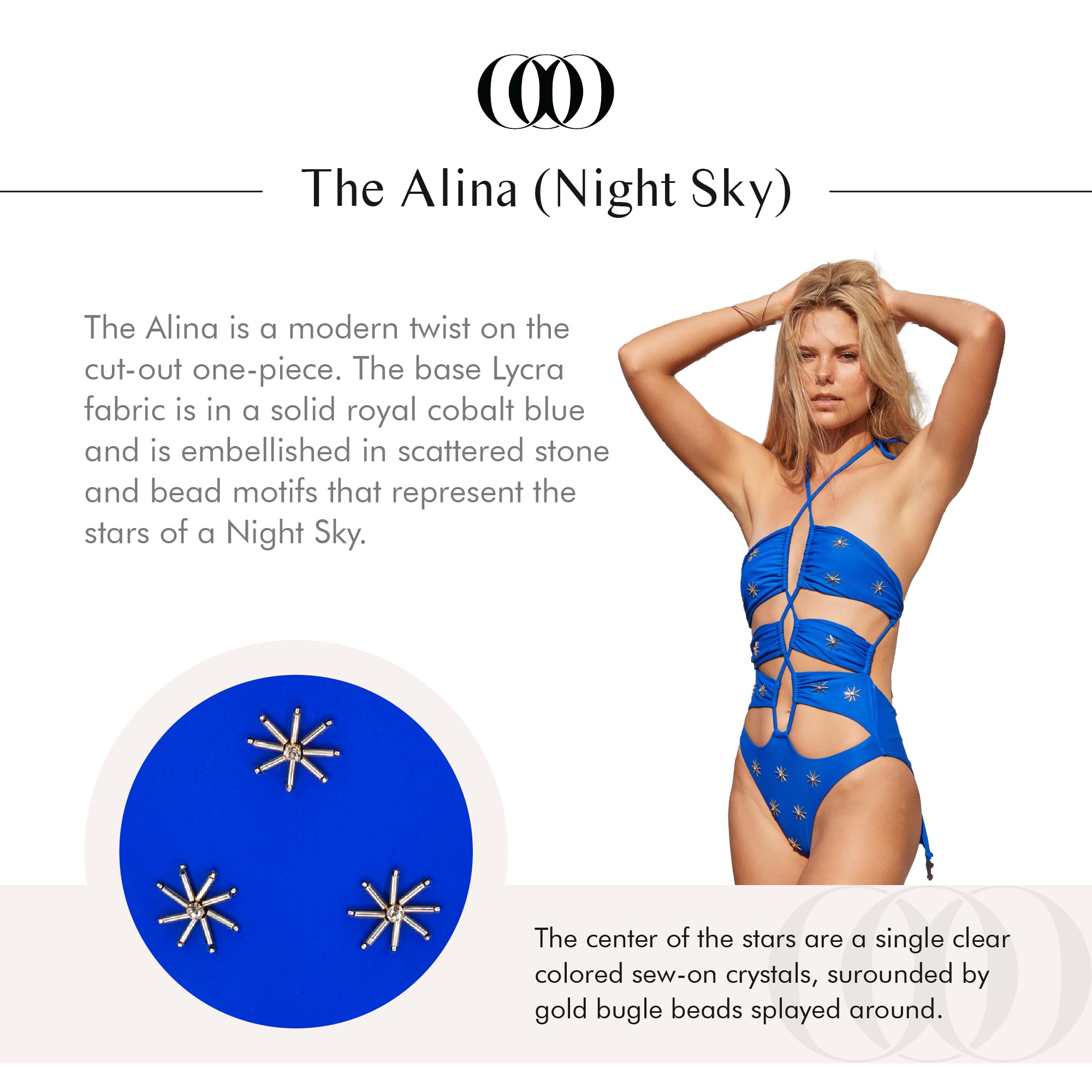 **Handmade Alina One-Piece Swimsuit – Night Sky Design with Hand-Embroidered Details | Perfect for Beach Vacations, Pool Parties & Summer Getaways**