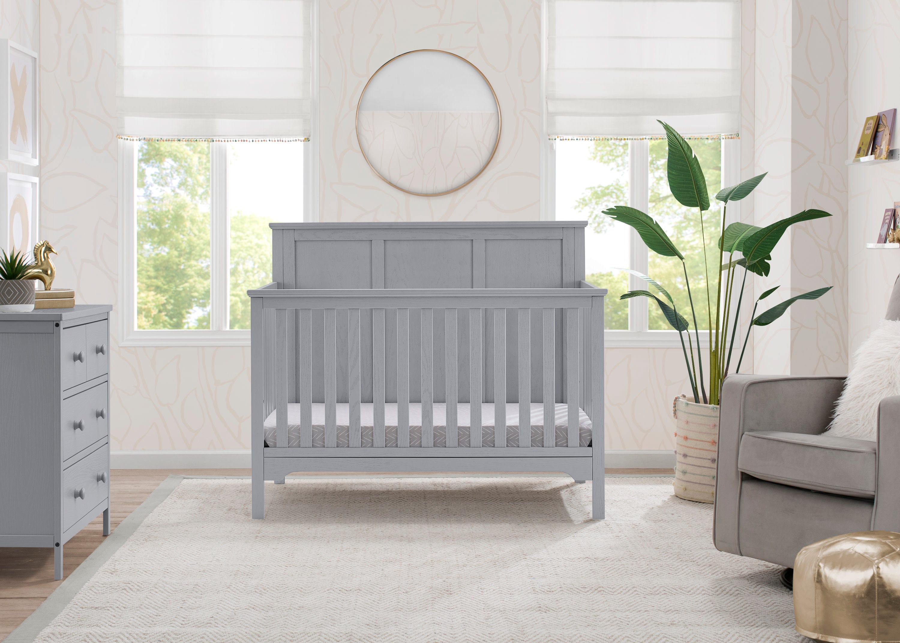 Sweet Beginnings Sage Flat Top 6-in-1 Convertible Baby Crib - Nursery Furniture for Newborn to Toddler | Perfect for Modern Nursery, Bedroom & Daycare