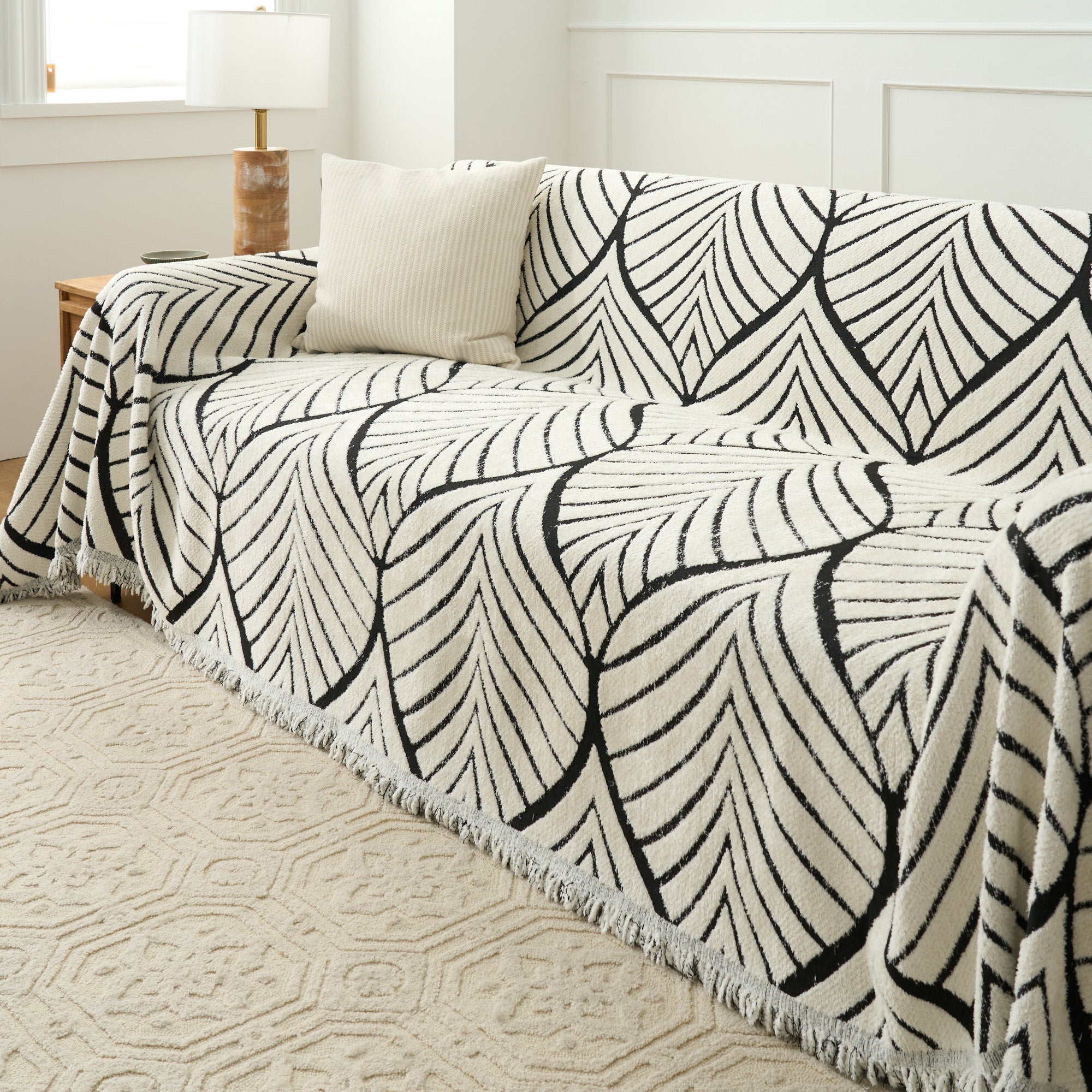 Lazy Leaf Sofa Cover - Stretchable Couch Slipcover for 3-Seater Couches, Soft Microfiber Furniture Protector - Perfect for Living Room, Home Decor & Pet Protection