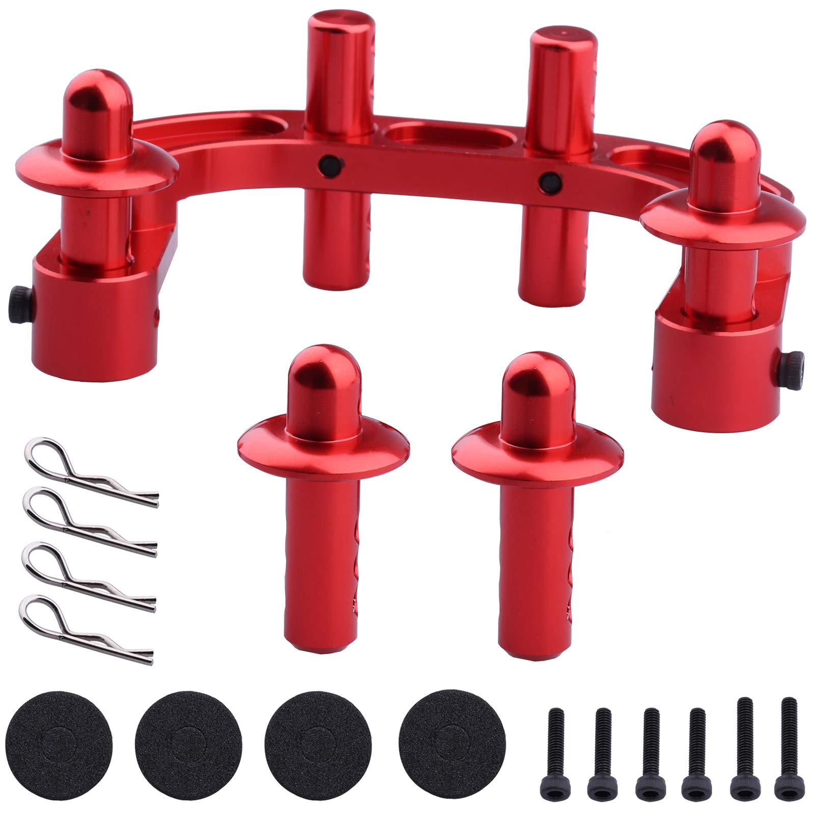 ARRMA 1/8 Typhon Mega 4x4 RC Buggy Aluminum Rear & Front Body Post Mount Set (Red) - Durable Upgrade Parts for Off-Road Bashing & Racing