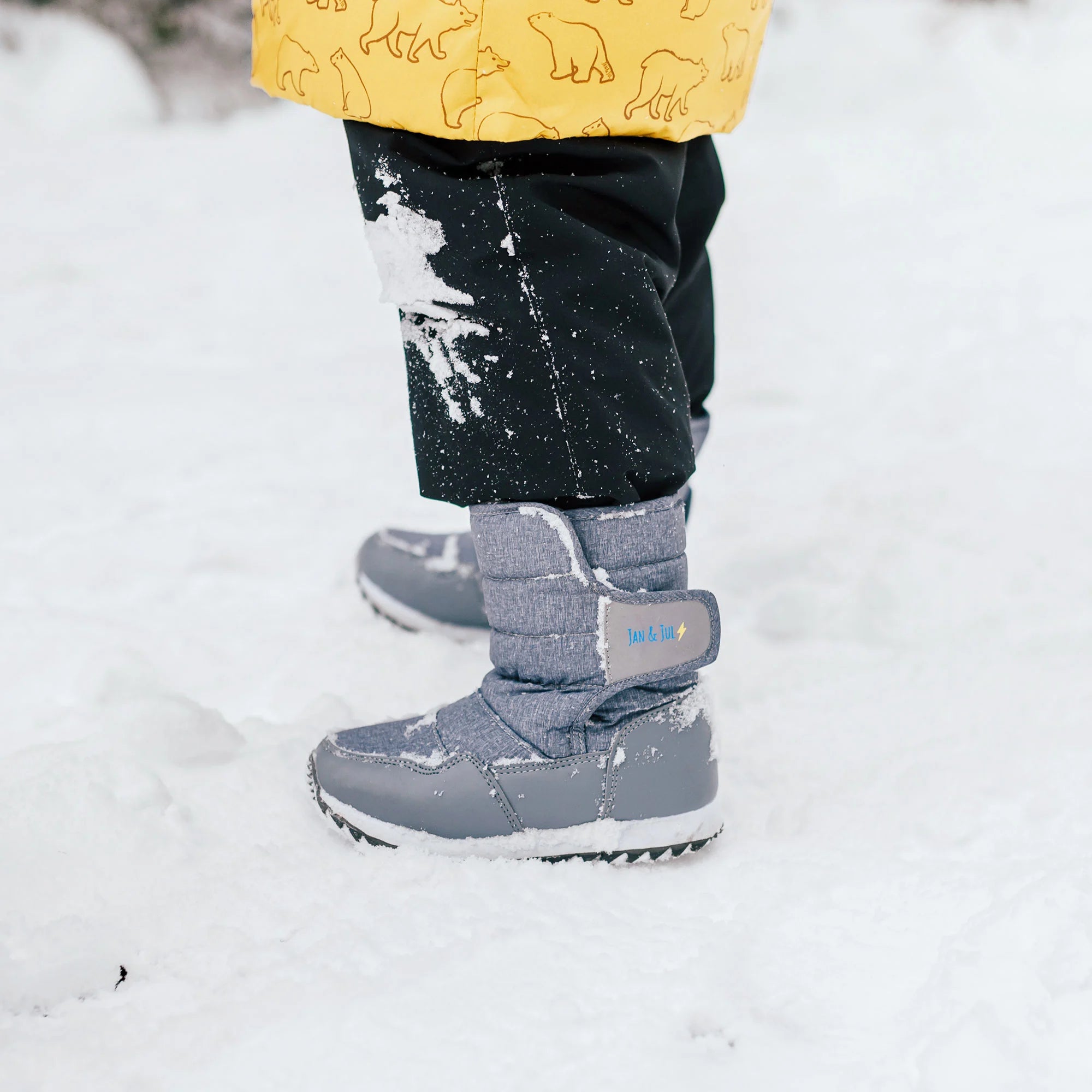 Jan & Jul Heather Grey Tall Puffy Boots for Kids - Waterproof Winter Snow Boots for Girls & Boys - Perfect for Outdoor Play, Snow Days & Cold Weather Adventures